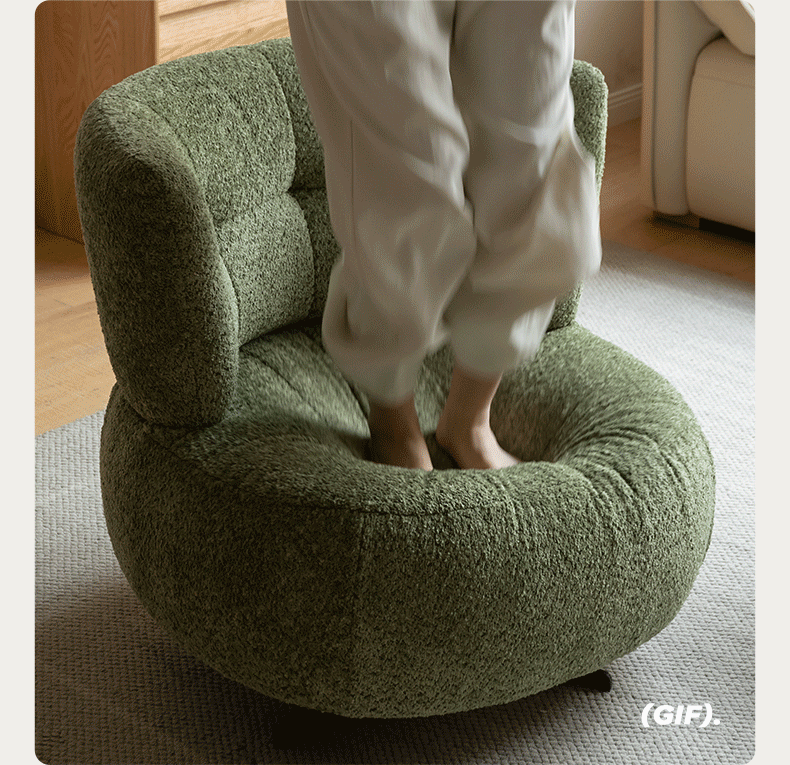 360° Swivel Fabric Lounge Chair - Modern Single Seater for Living Room, Bedroom, or Office - Comfortable Rotating Accent Chair with Sturdy Base