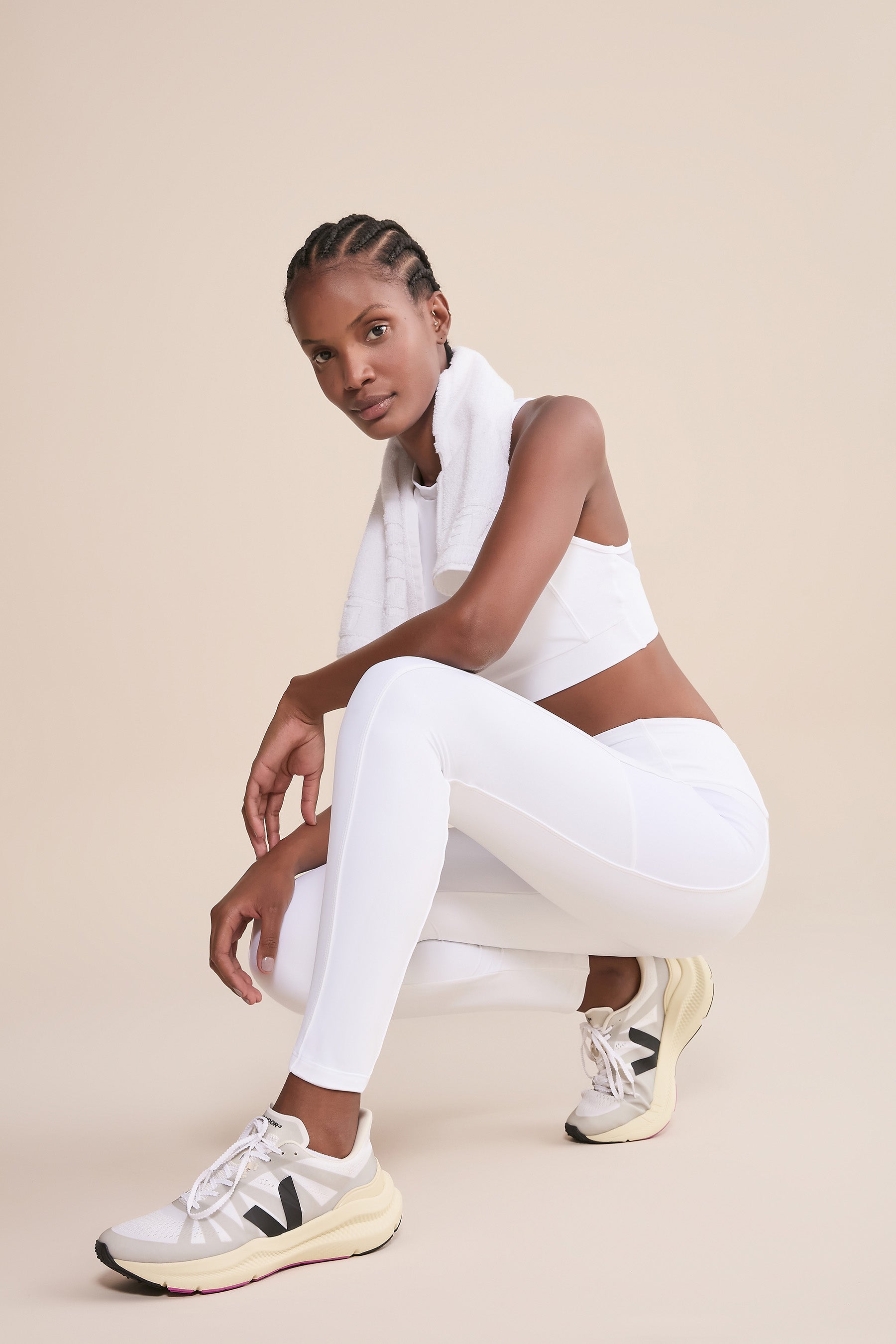 Upfit Tule Power White High-Waisted Long Leggings for Women - Comfortable & Stretchy Workout Leggings for Yoga, Running, Gym & Everyday Wear