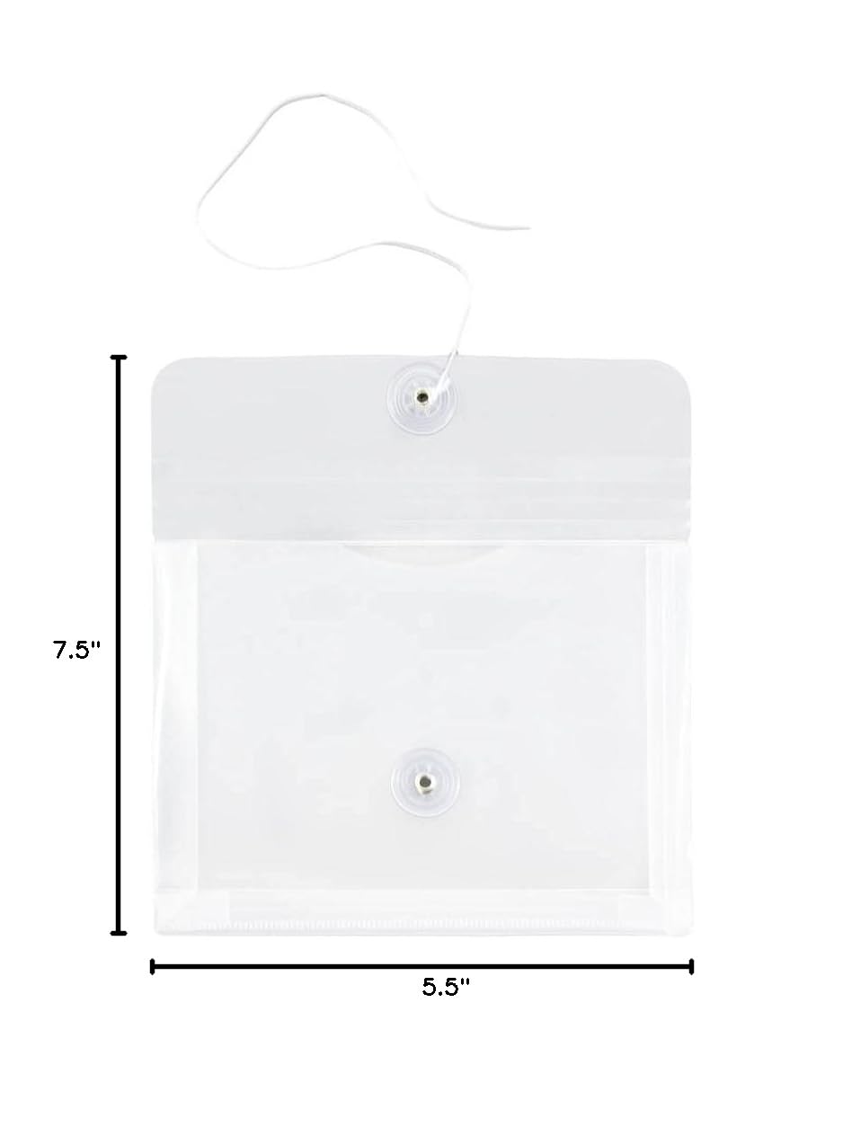 Plastic Envelopes with Button Closure, 5.5x7.5in, 12-Pack - for Documents & Crafts