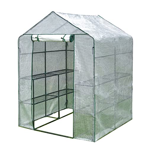 Premium PE/PVC Greenhouse Cover for Plants - Waterproof, Cold Resistant Garden Sunroom & Outdoor Tent (White, 143x143x195cm) - Perfect for Winter Plant Protection & Backyard Gardening