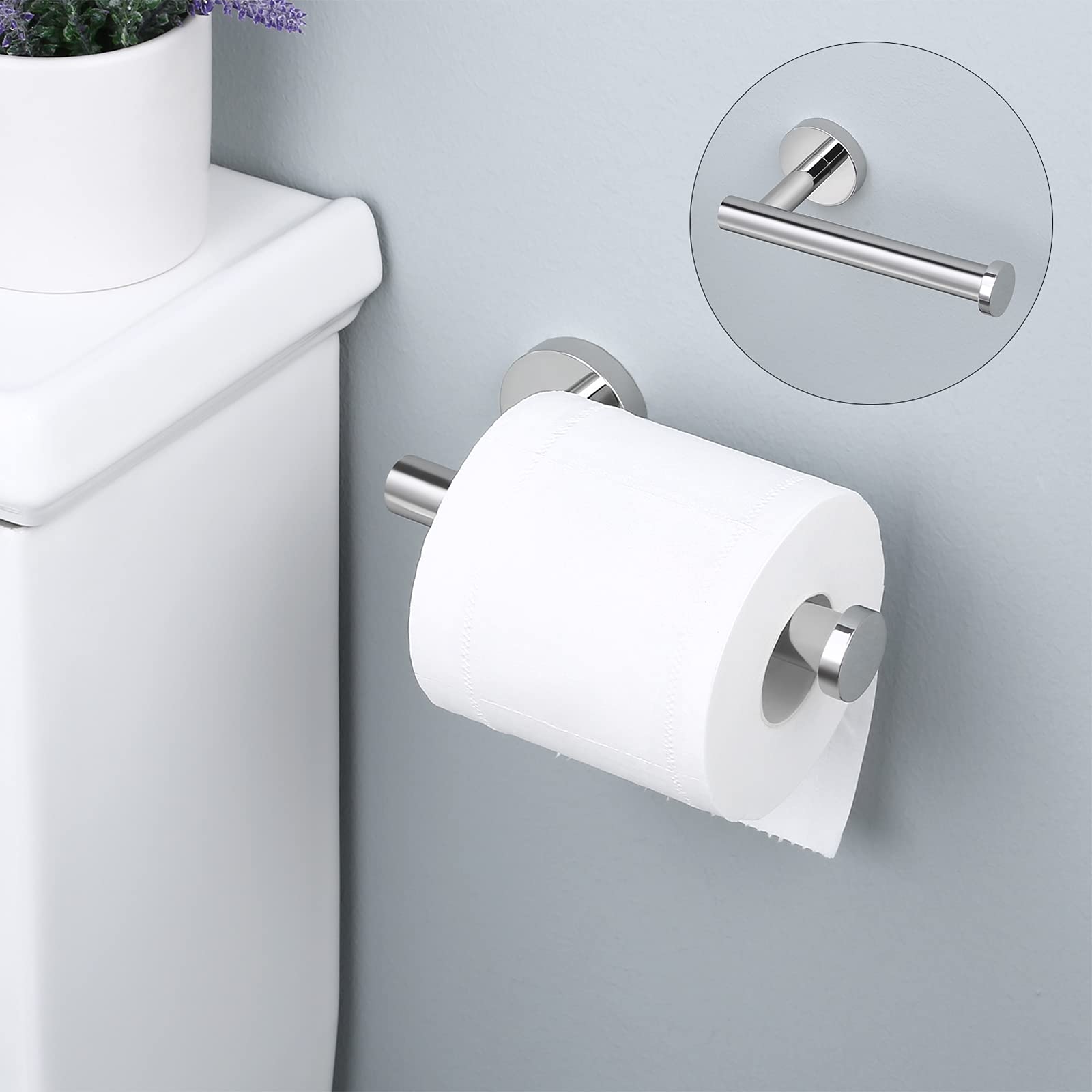 KES Chrome Toilet Paper Holder - Stainless Steel Wall Mounted Bathroom Tissue Dispenser - Contemporary Style Loo Roll Holder for Home & Kitchen (Polished Steel, Model A2175S12) - Perfect for Modern Bathrooms, Powder Rooms & Kitchen Pantries