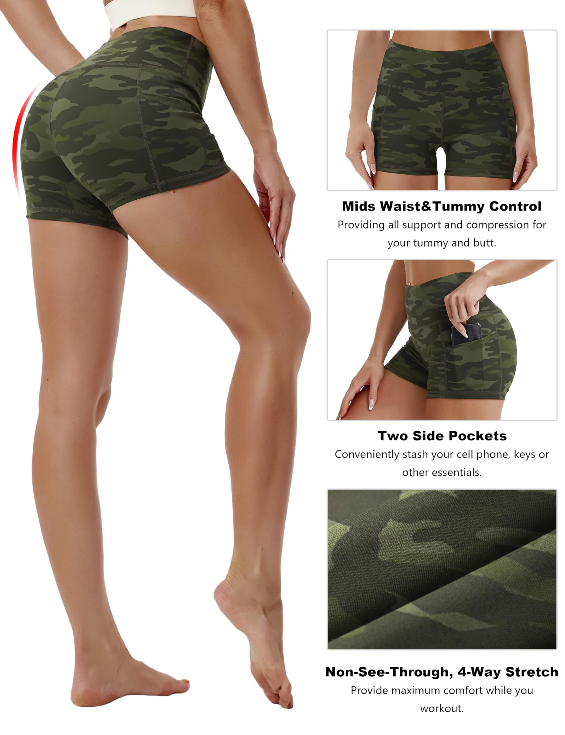 BUBBLELIME Women's High Waist Tummy Control Yoga Shorts - 2.5
