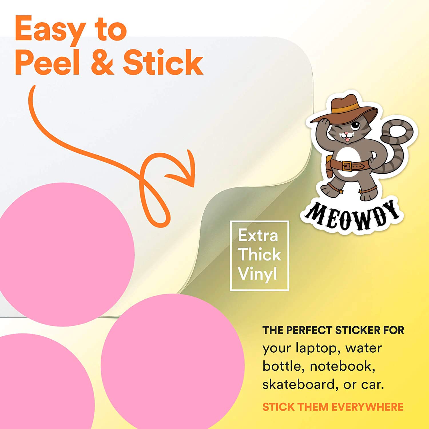 Stickeroonie MEOWDY Funny Cowboy Cat Vinyl Stickers - 4