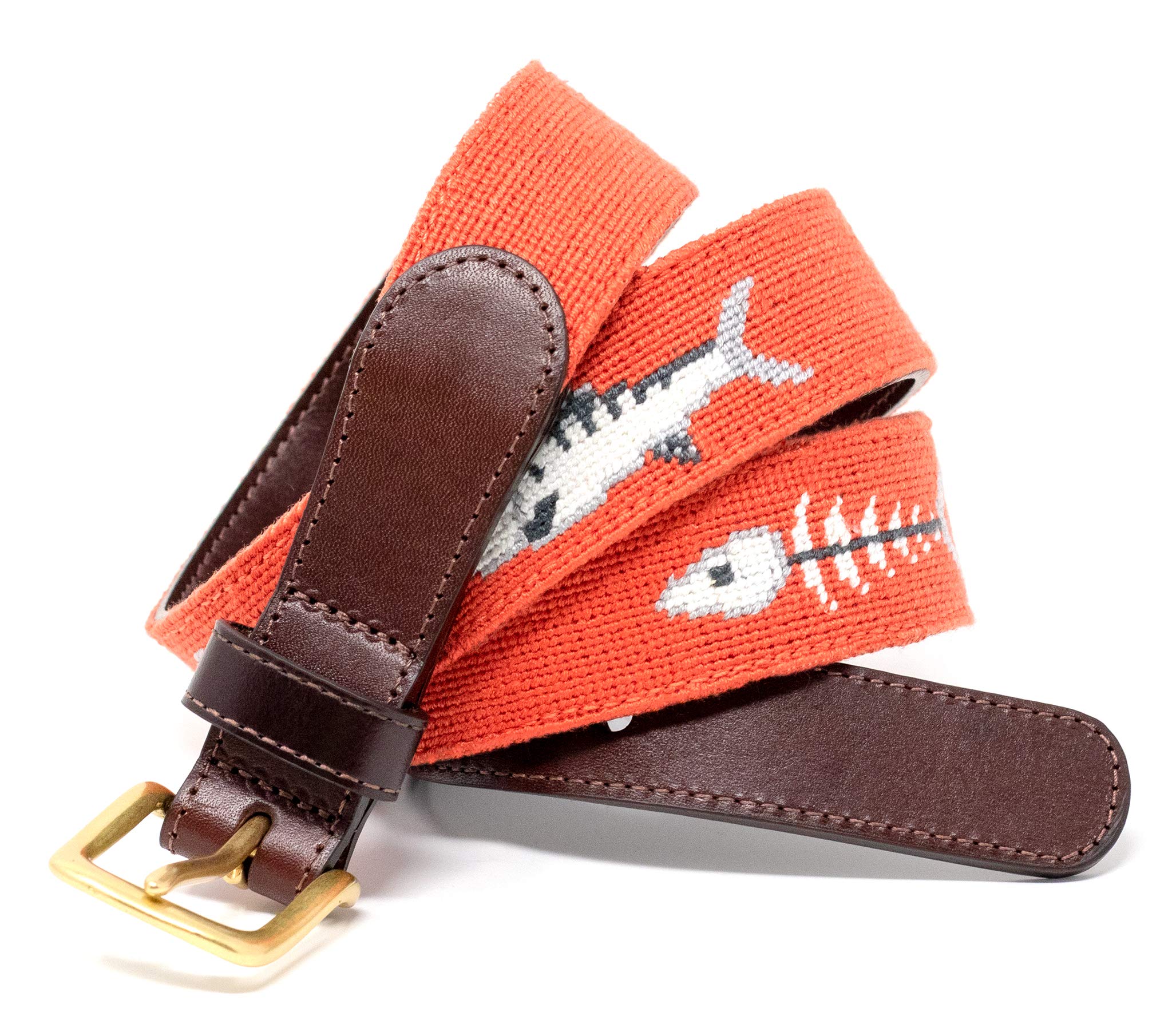Premium Full Grain Leather Needlepoint Belts for Men - Handcrafted with Cotton Thread & Solid Brass Buckle - Perfect for Casual, Business & Formal Occasions