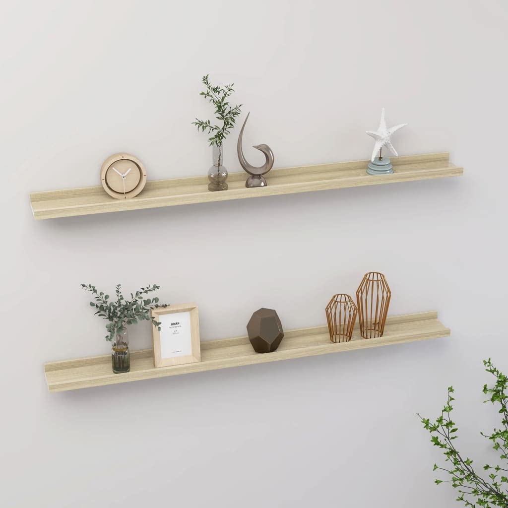Keenso 2 Pack Floating Wall Shelves, 100x90x3.5 cm - Easy Install Wooden Shelves for Bedroom, Living Room, Kitchen & Home Office - Perfect for Displaying Books, Photos & Decor