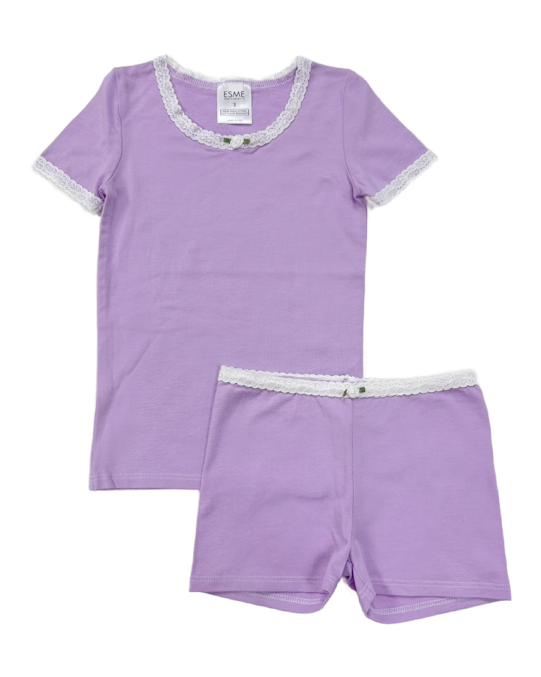 Lavender Short Sleeve Pajama Set for Women - Soft & Comfortable Sleepwear - Perfect for Nightwear, Lounging & Relaxation at Home