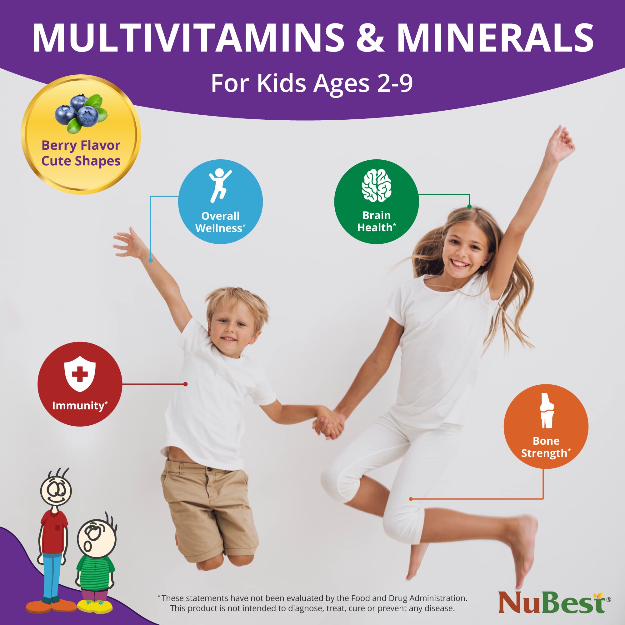 NuBest Tall 10+ Height Growth Supplement for Kids 60 Capsules & Healthy Growth Chewable 90 Tablets for Children 2-9 - Supports Bone Strength and Natural Growth - Ideal for Active Kids, Sports, and School Activities