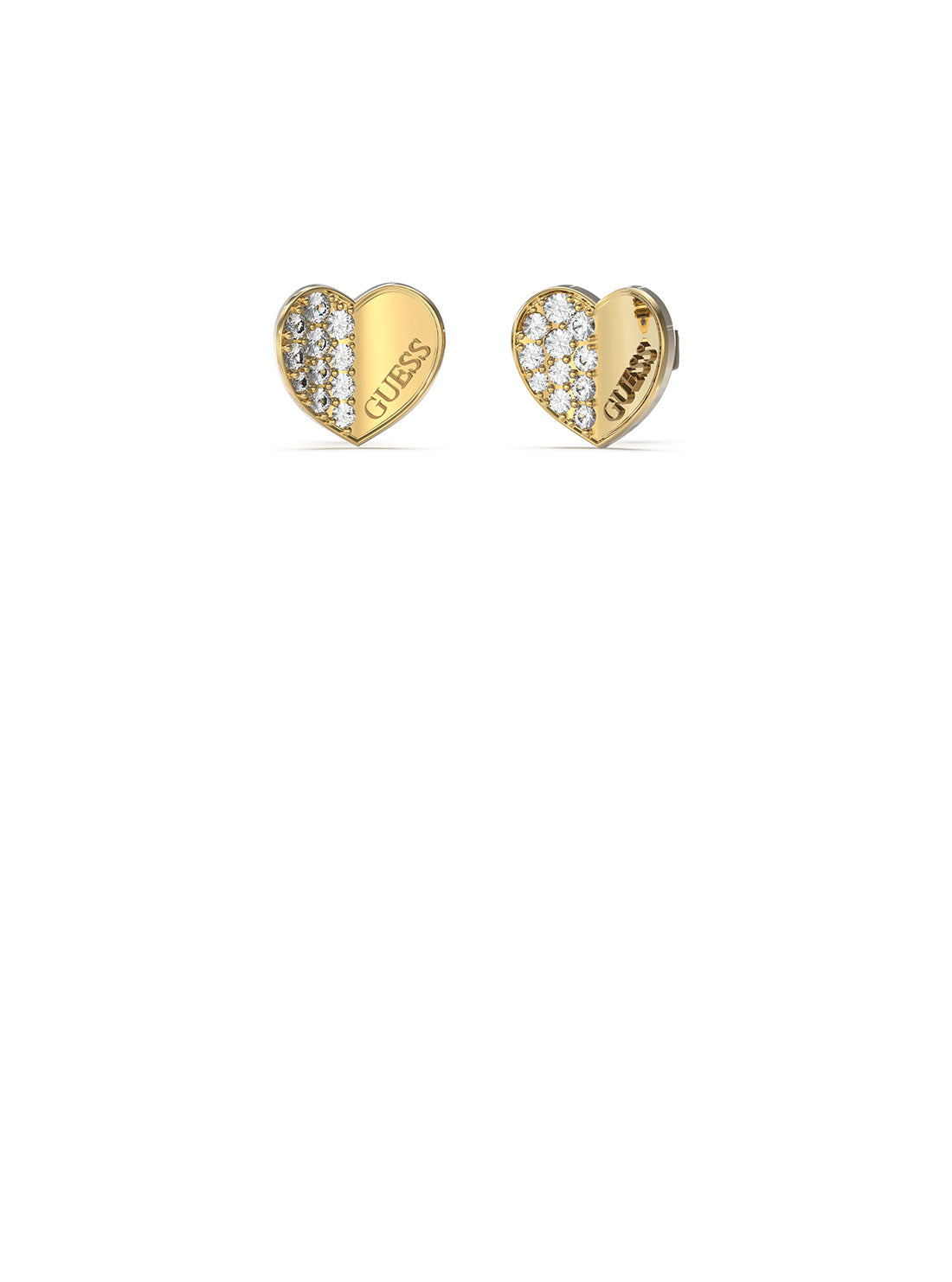 Gold Glitz Heart Logo Stud Earrings for Women - 14K Gold Plated Fashion Jewelry - Perfect for Valentine's Day, Anniversary & Romantic Gifts