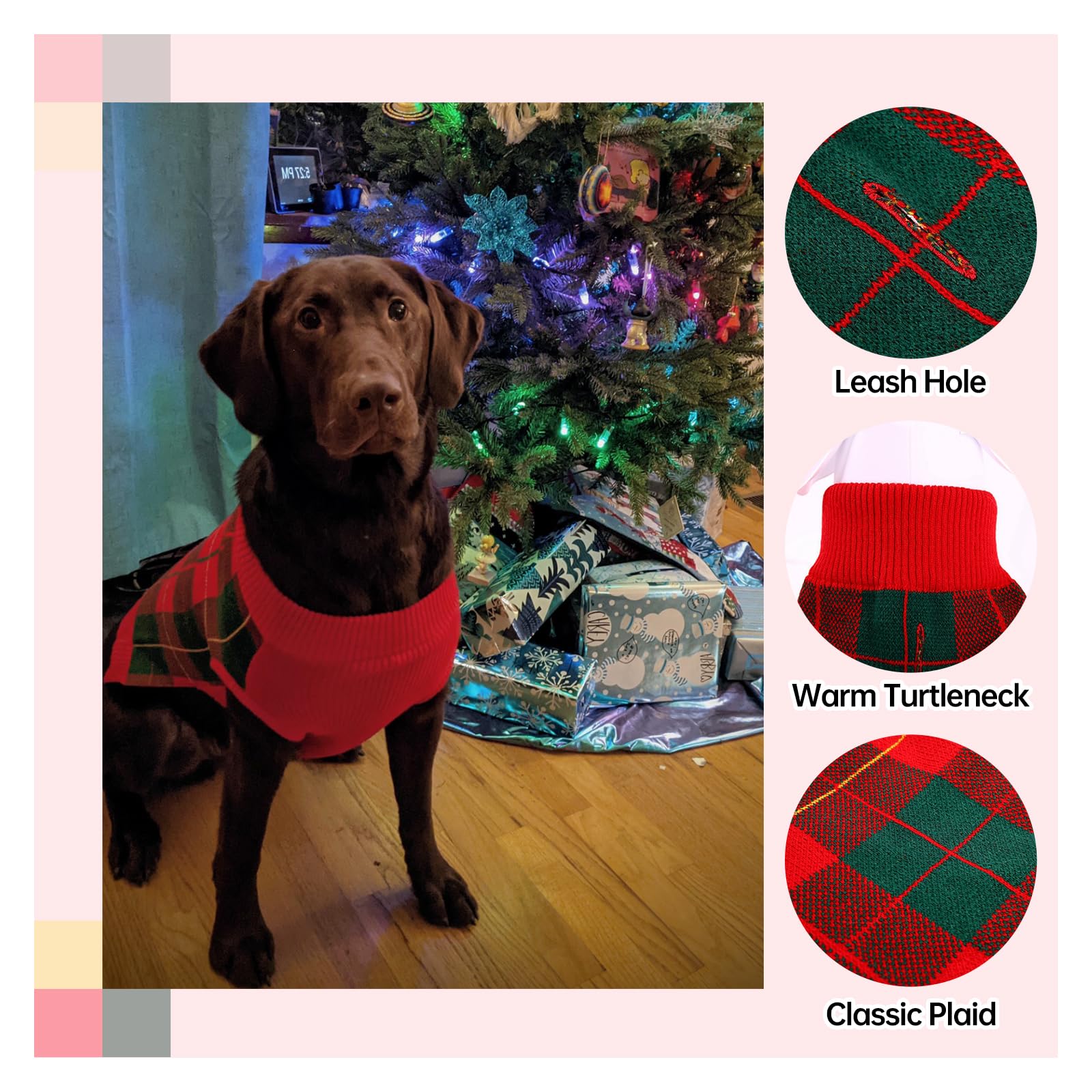 QBLEEV Medium Dog Sweaters for Small Dogs - Warm Winter Knit Pullover Vest for Puppies | Soft Thick Fall & Christmas Pet Clothing | Cozy Dog Sweatshirt for Male & Female Dogs - Perfect for Holiday Photos, Winter Walks & Indoor Comfort
