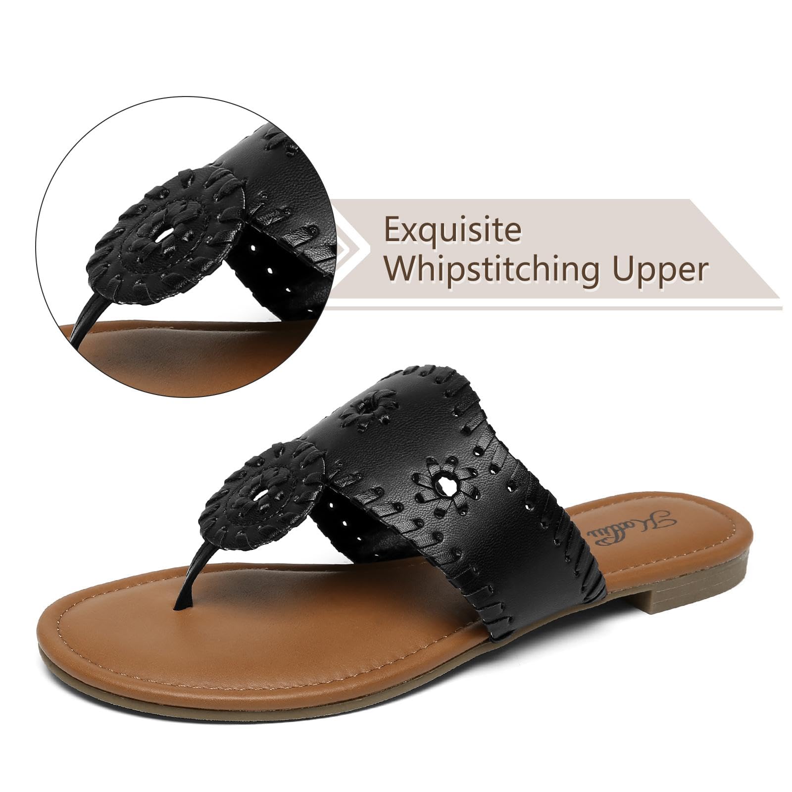 Katliu Women's Flat Sandals - Comfortable Flip Flops & Dressy Thong Sandals for Beach, Pool, and Summer Outfits