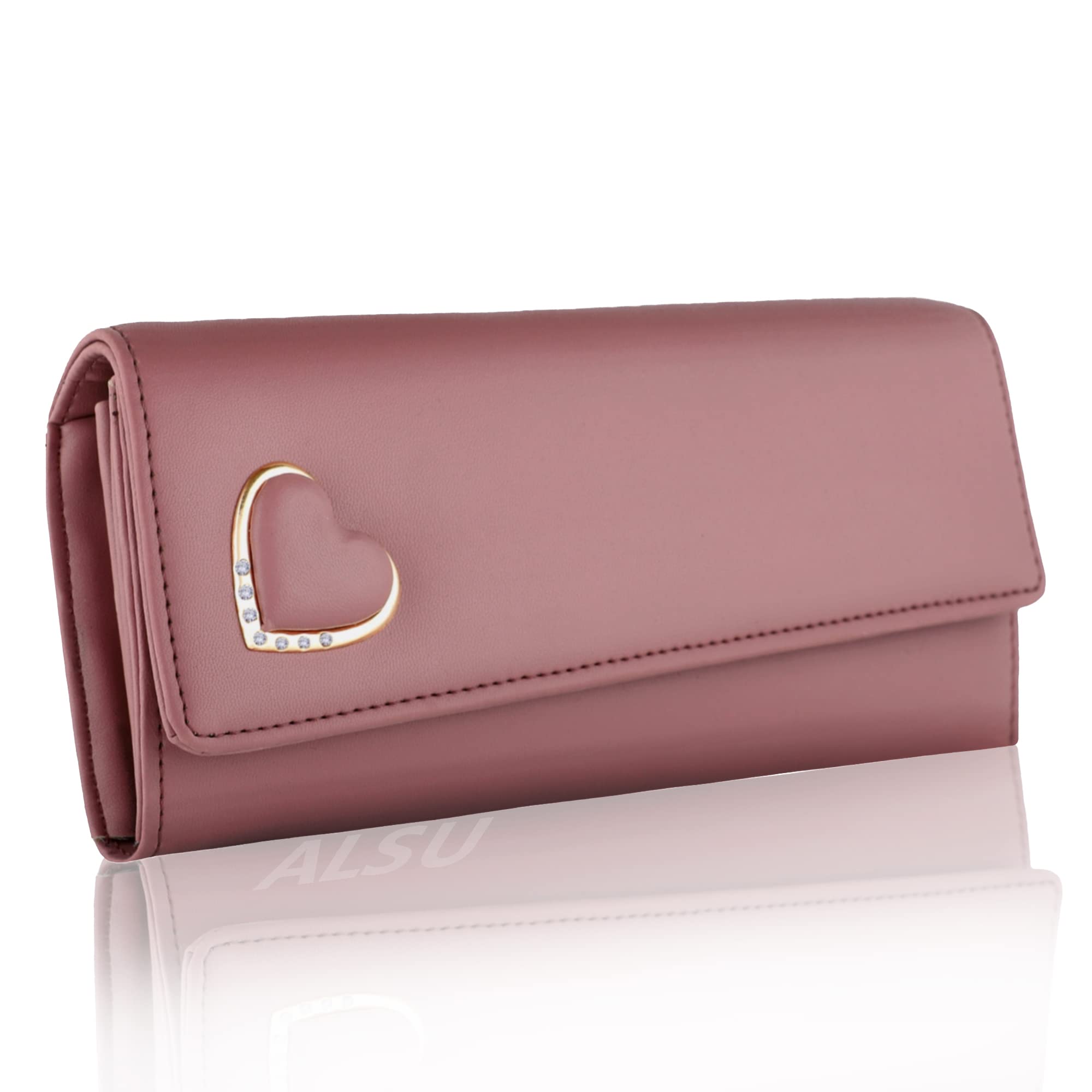 ALSU Women's Wallet Clutch Purse with Phone Pocket, Coin Pocket & 4 Card Slots - Peach | Stylish Crossbody Wallet for Everyday Use, Travel & Parties