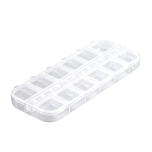 Rosmall 12 Grids Clear Plastic Storage Case - Jewelry Organizer Box with Compartments for Beads, Nail Art, Crafts & Small Accessories - Perfect for DIY Projects, Travel & Home Organization