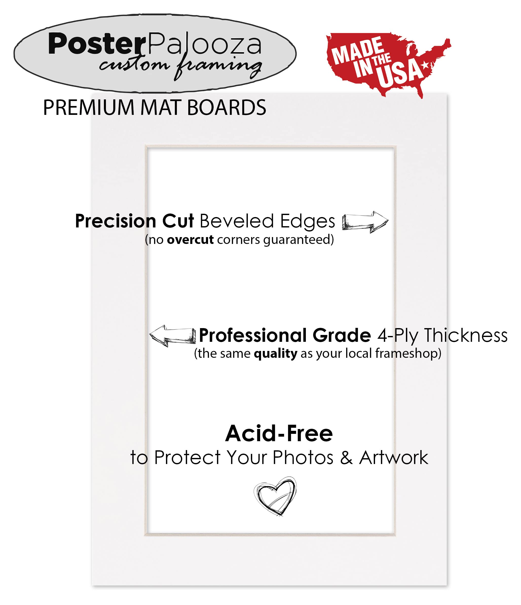 8x10 Acid-Free Precut Grey Picture Matboard for 5x7 Photos - Bevel Cut Display Mat for 8x10 Inch Frames - Perfect for Framing Art, Photos & Certificates - Home, Office & Gallery Decor