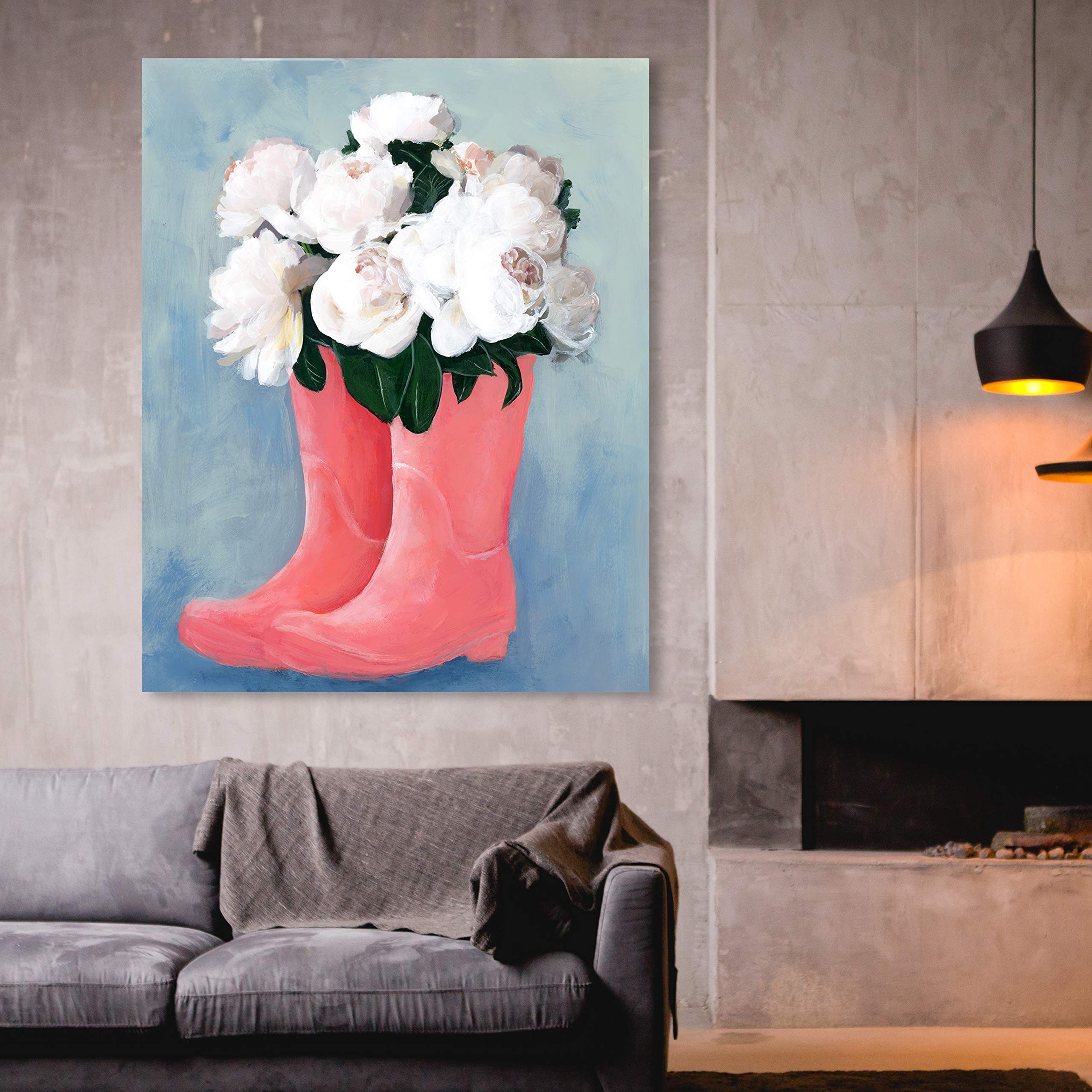 Oliver Gal Artist Co. Floral Wall Art Canvas Print 'Peonies and Rainboots' - 36