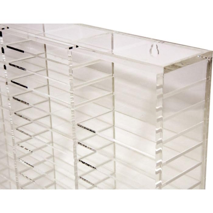 Kingdom TMOV100 Acrylic Wall Mount 100-Slot Movable Divider Organizer - Perfect for Cassette Tapes, Stamp Pads, Playing Cards & Card Decks Storage | Space-Saving Wall Display for Home, Office & Collectors