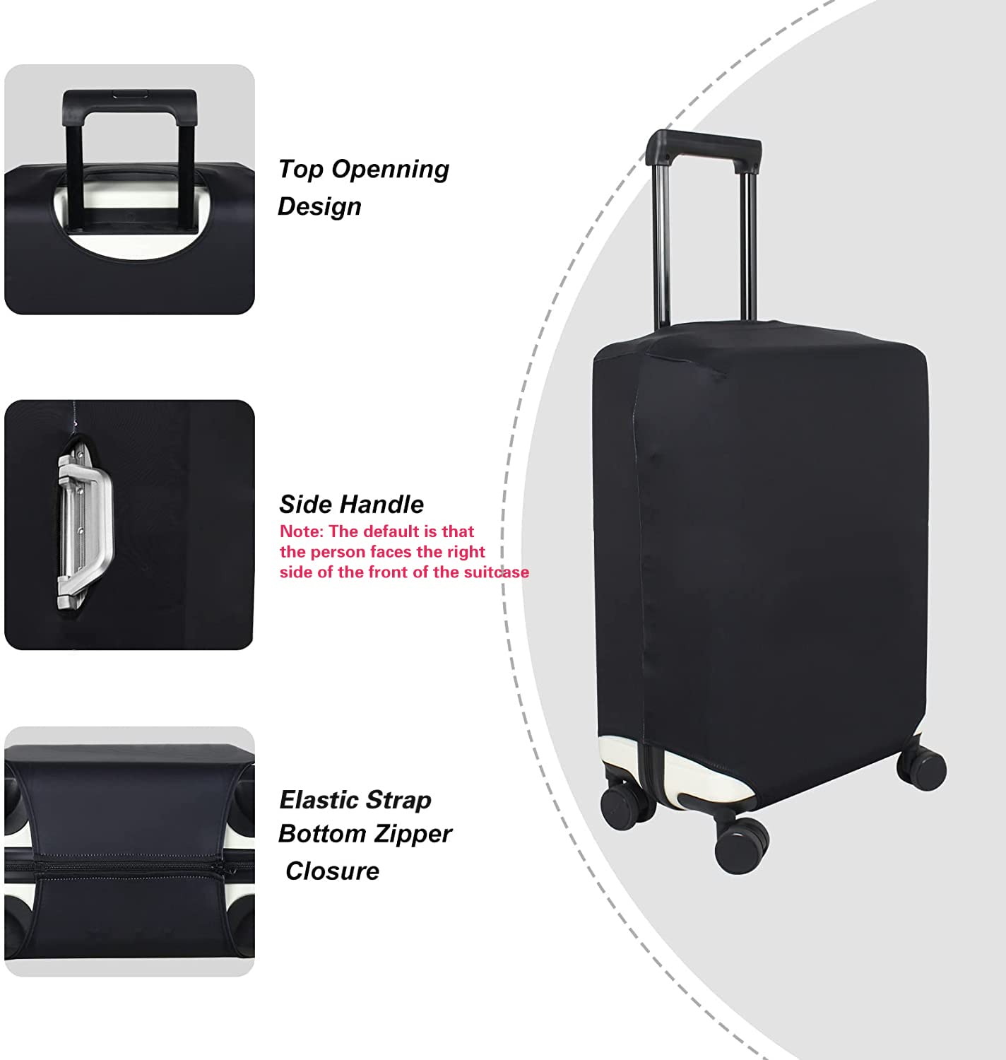 GANNEPIE Black Printed Luggage Cover for 22-25 Inch Suitcases - Waterproof Travel Bag Protector for Airplane, Train & Bus Trips
