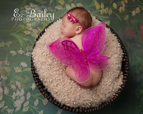 Fairy Glitter Butterfly Wings for Newborn Baby Photography Props - Hot Pink Color | Perfect for Baby Showers, Birthday Parties & Photo Shoots