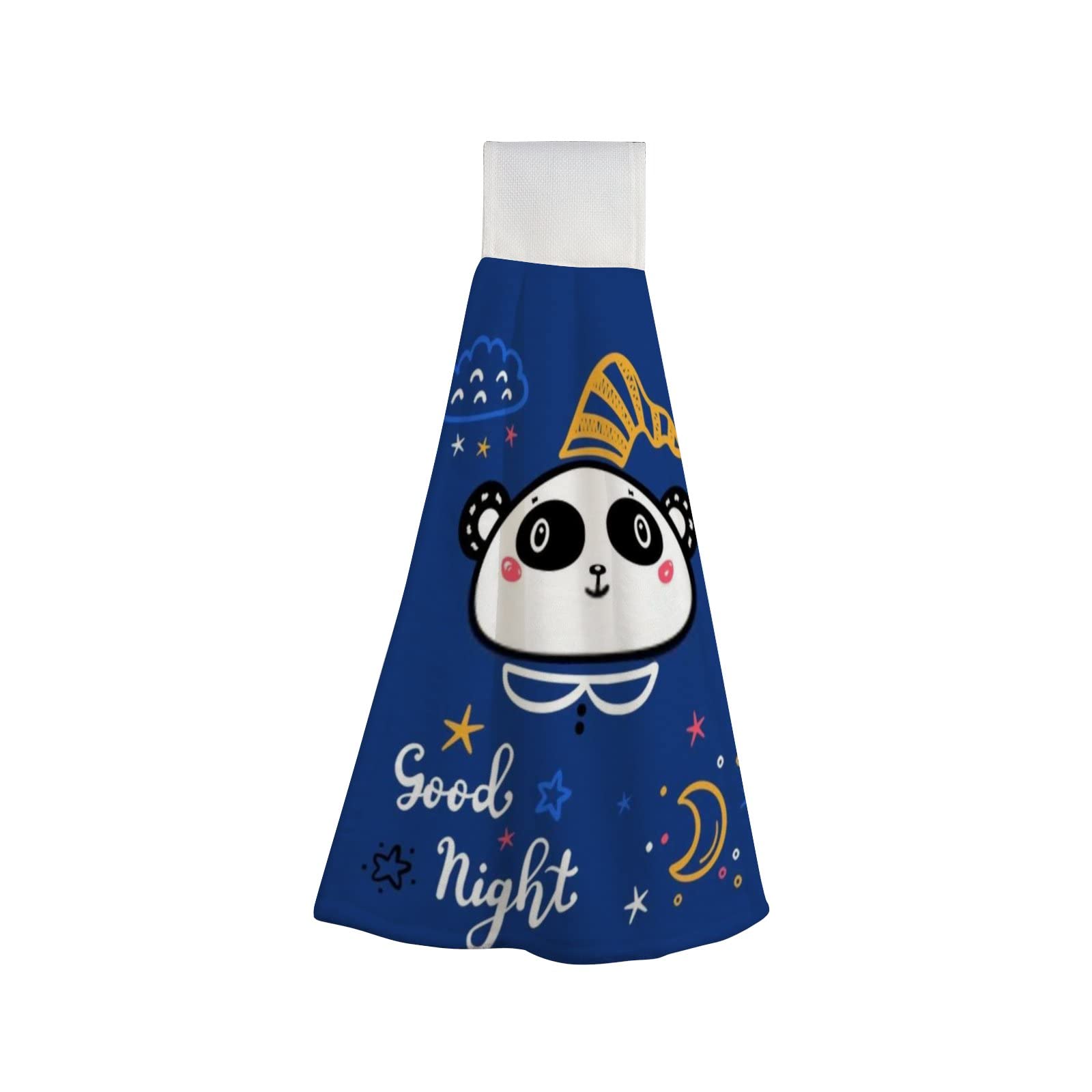 Super Absorbent Kids Panda Bear Hand Towels - 2 Pack, Soft & Machine Washable Hanging Towels with Loop for Kitchen & Bathroom - Perfect for Kids' Bedtime & Bath Time