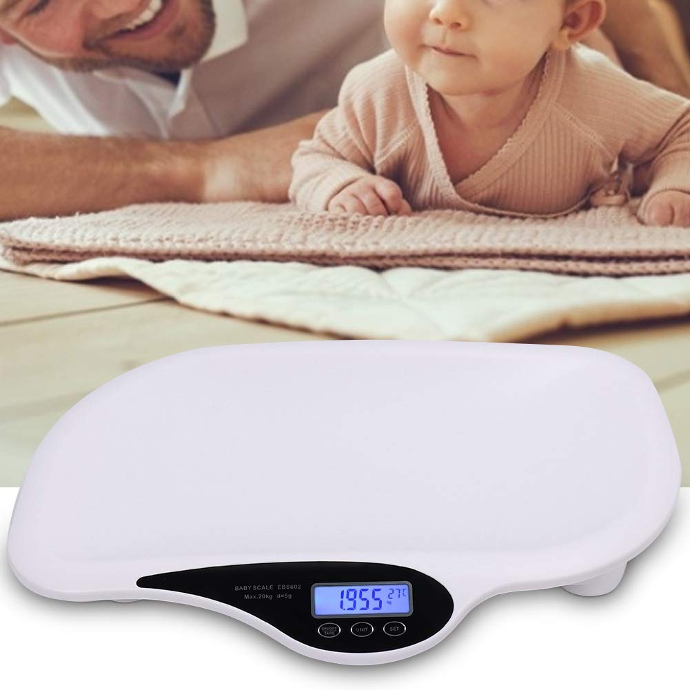 25.6×17.2×3in Digital Baby Scale with U-Shaped Groove - Accurate Toddler & Pet Scale up to 20KG/44LB - Newborn Weight Scale with LCD Screen, 150cm Tape Measure & One-Touch Reset - Perfect for Infants, Pets and Home Health Monitoring