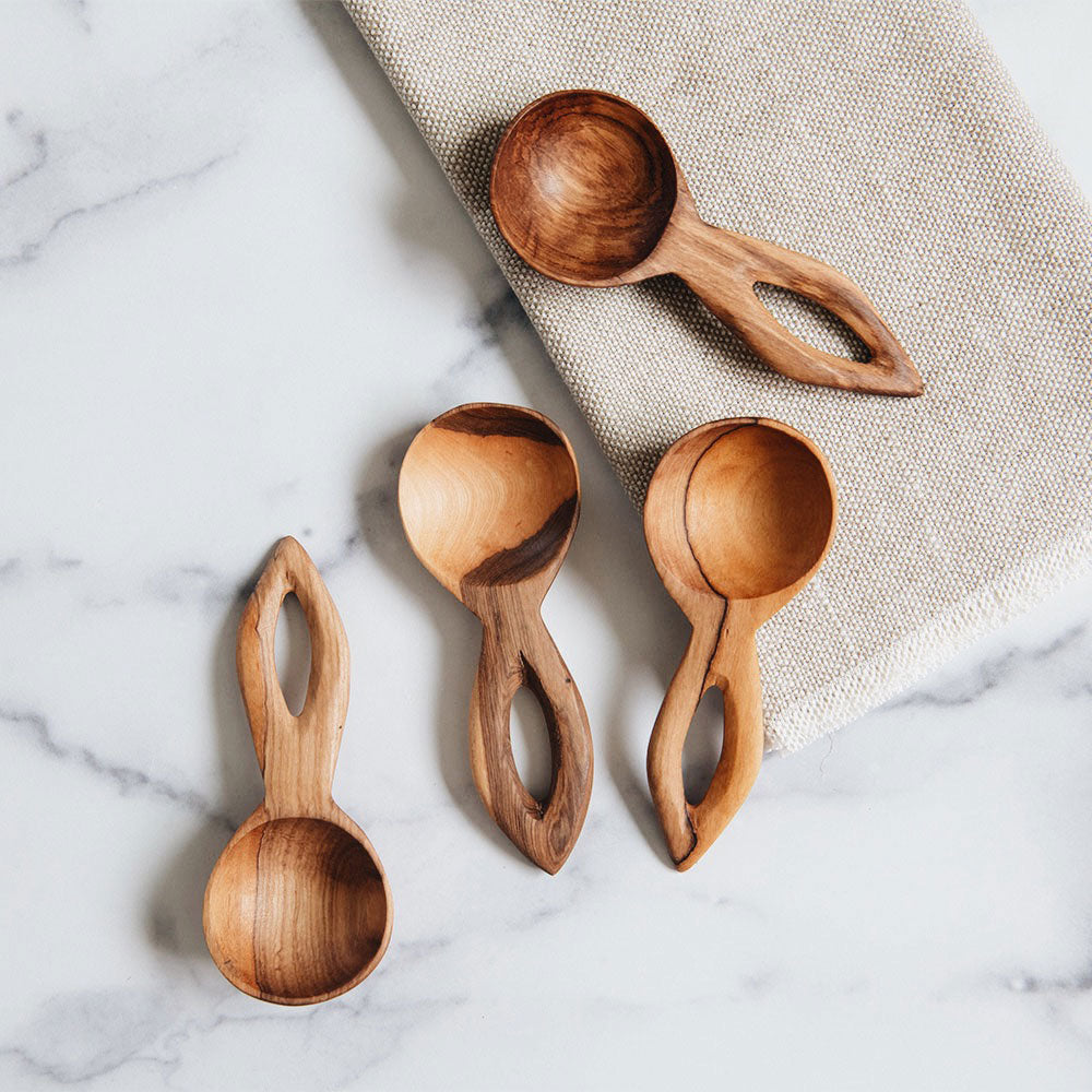 Premium Wooden Scoop Spoon Set - Natural Bamboo Kitchen Utensils for Cooking, Baking & Serving - Ideal for Ice Cream, Coffee, Sugar & Spices