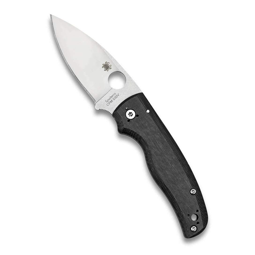 Spyderco Shaman Folding Pocket Knife - Black G-10 Handle, PlainEdge CPM S30V Steel Blade, Full-Flat Grind, Compression Lock (Model C229GP) - Perfect for Camping, Hiking & Everyday Carry (EDC)