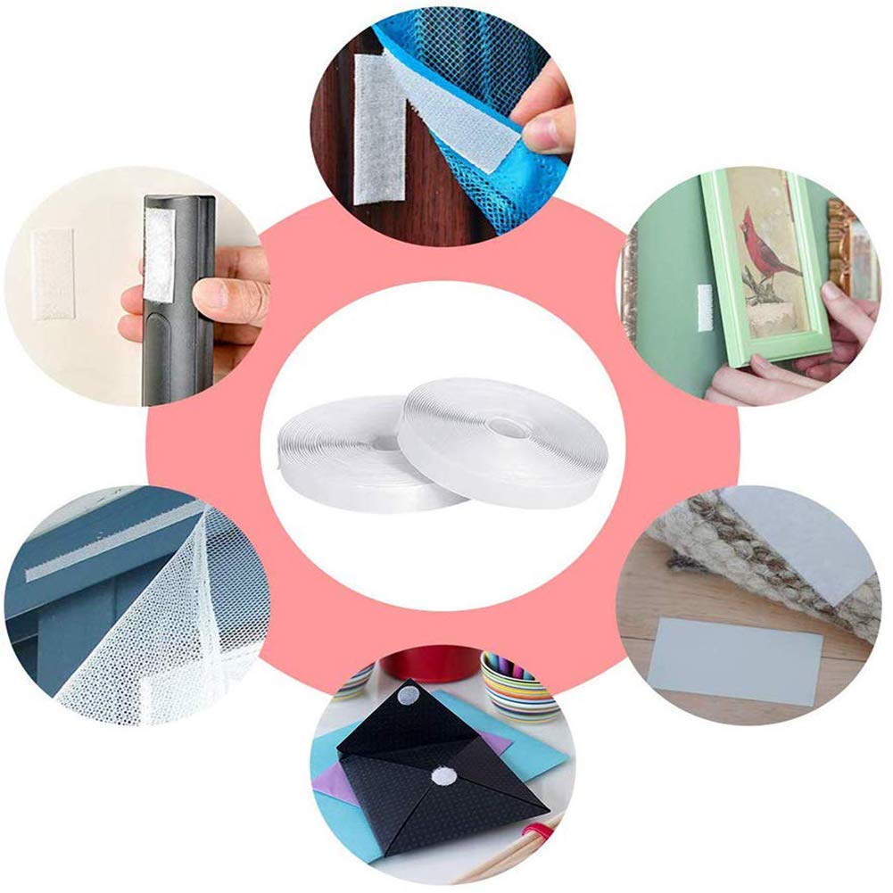 27Ft x 1 Inch Heavy Duty Self Adhesive Strips - Strong Nylon Fabric Fastener Tape for Sewing, Crafting, DIY Projects - Indoor & Outdoor Mounting Solution (White) - Perfect for Home Organization, Wall Decor & Garage Storage