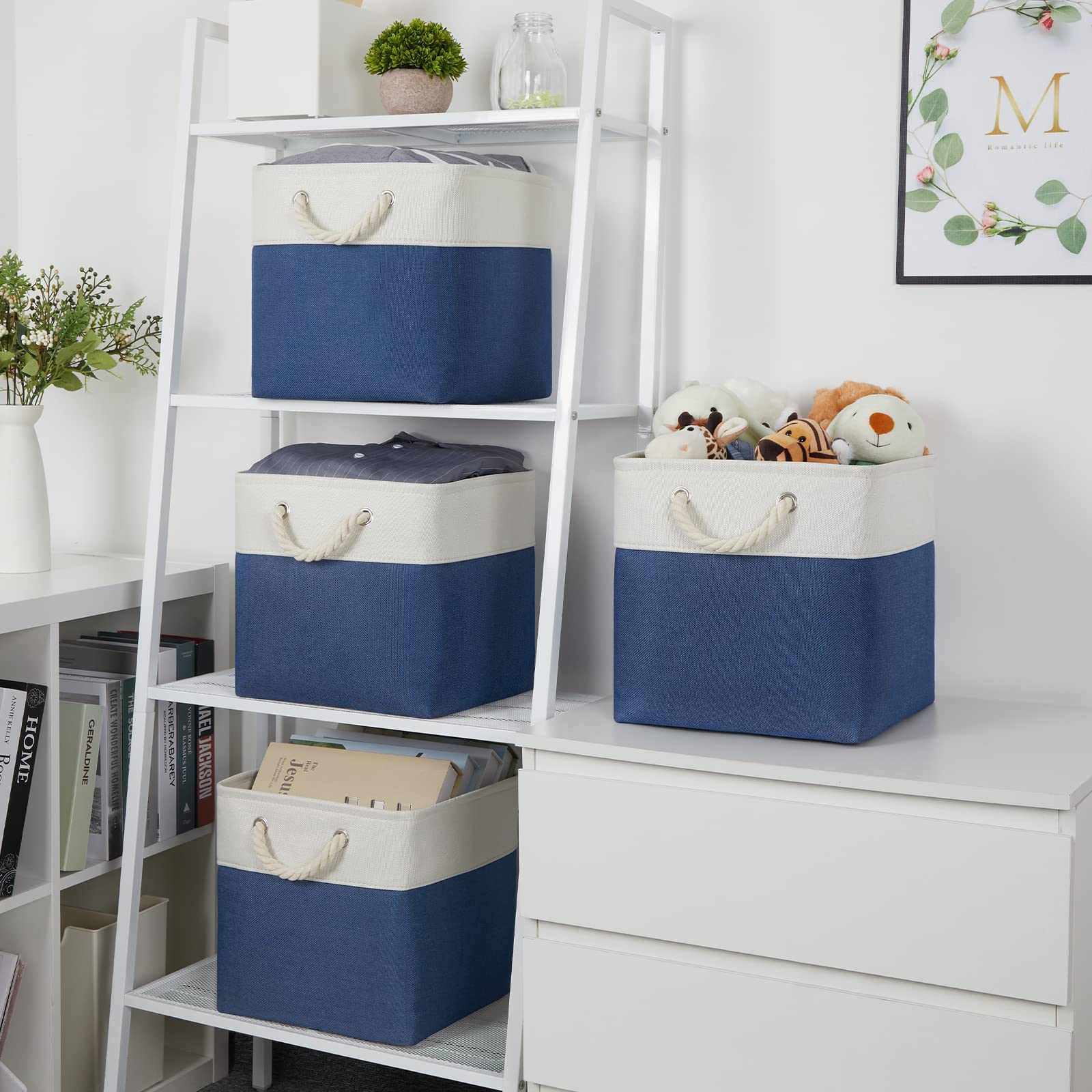 Temary Small Storage Baskets for Shelves - 6 Pack Fabric Storage Bins (11.8