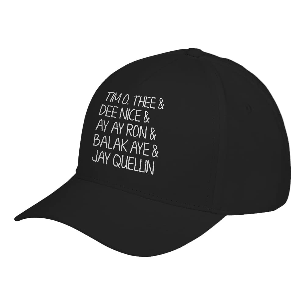 Tim O. Thee & Dee Nice & Ay Ay Ron & Balak Aye & Jay Quellin Adjustable Unisex Baseball Cap - Stylish Fashion Hat for Men & Women - Perfect for Outdoor Sports, Casual Wear & Sun Protection