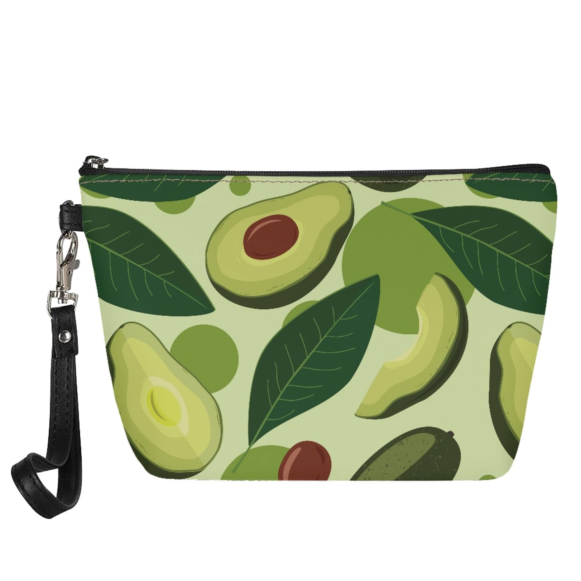 Waterproof Avocado Print Makeup Bag - Small Travel Cosmetic Pouch with Zipper | Cute Gifts for Women | Perfect for Travel, Gym & Daily Organizer