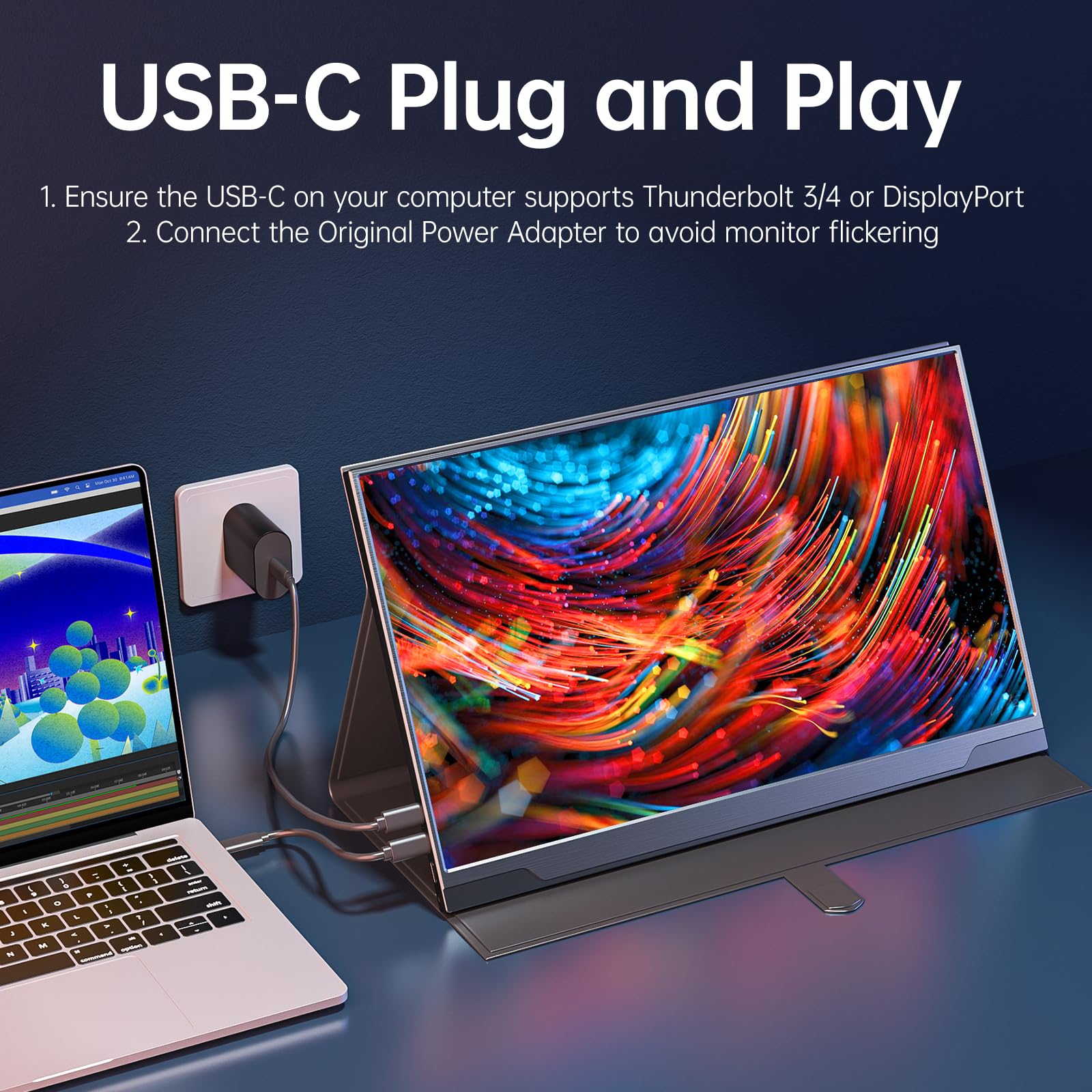 Cocopar 17.3 Inch Portable Gaming Monitor - Full HD 1080P IPS HDR Display, 100% sRGB, FreeSync, USB-C & Mini HDMI for Xbox PS5/PS4, Laptop, PC, Mac - VESA Mountable for Home Office & Travel Entertainment