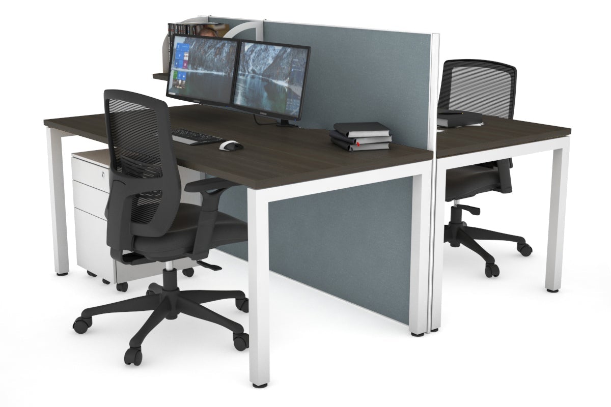 Horizon Quadro 2-Person Office Workstation Bench with Square Legs - 1600L x 800W Dimensions, Cable Management Scallop - Perfect for Collaborative Workspaces & Modern Offices