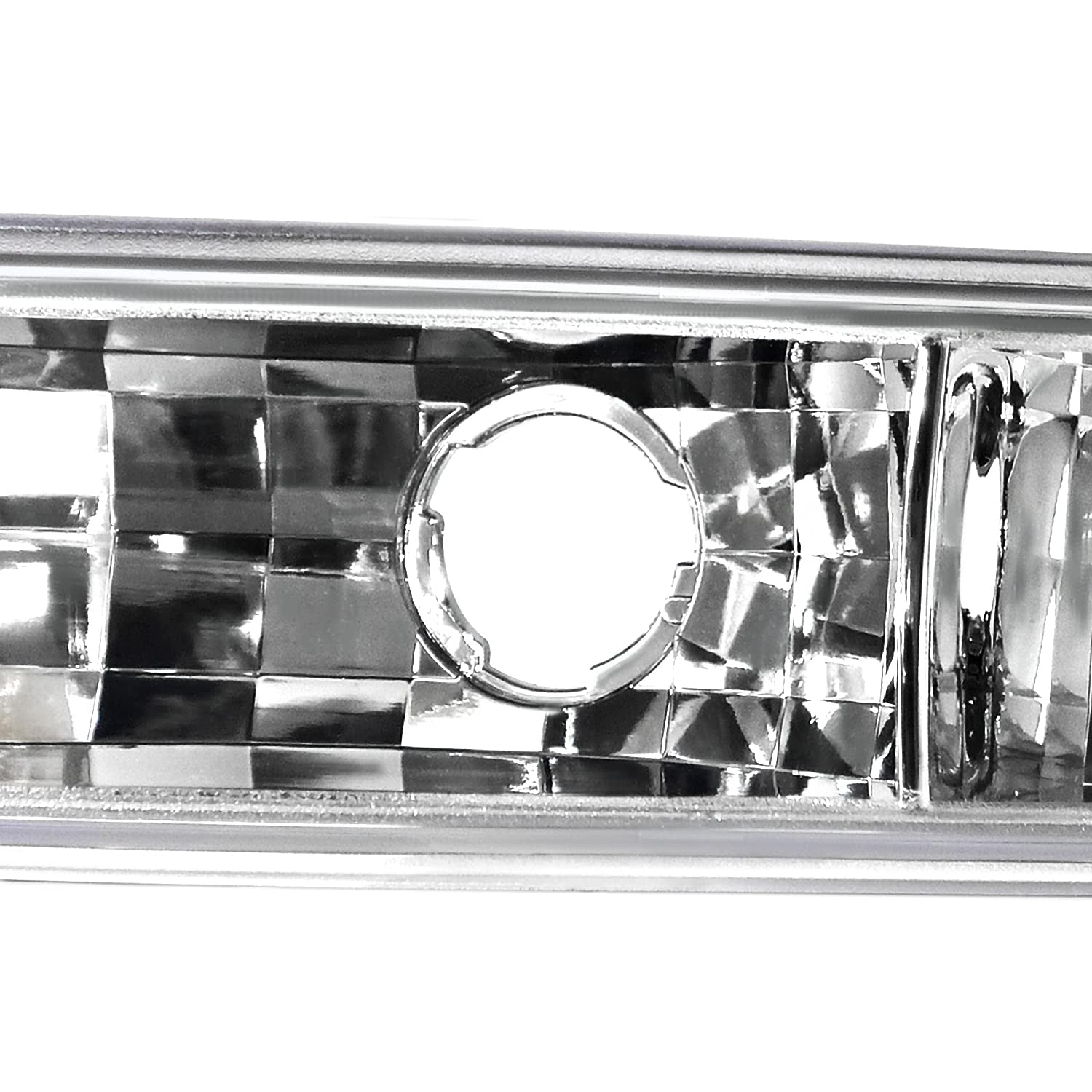 Spec-D Tuning Chrome LED Light Bar Projector Headlights with Bumper Lights - Compatible with 1999-2006 GMC Sierra 1500/2500/3500 - Left & Right Headlamp Assembly - Upgrade for Off-Roading, Night Driving & Enhanced Visibility
