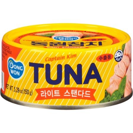 Dongwon Captain Kim Light Standard Tuna Can - Premium Korean Canned Tuna for Salads, Sandwiches & Quick Meals - Healthy Protein Snack for Home & Office