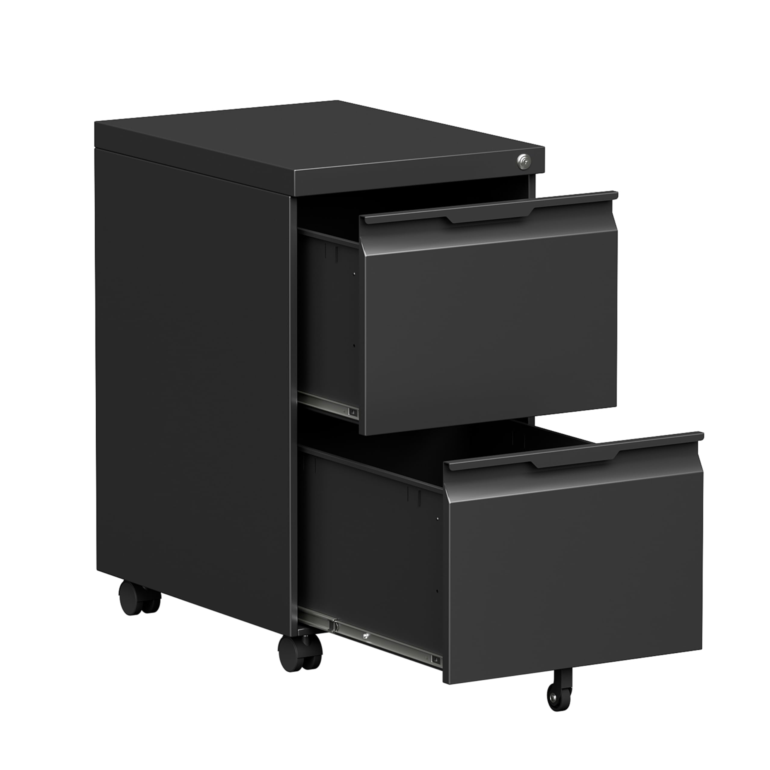 2 Drawer Mobile File Cabinet with Lock - Rolling Metal File Storage for Letter/Legal/A4 Documents - Home Office Organization with Wheels (Black) | Perfect for Small Spaces & Office Organization