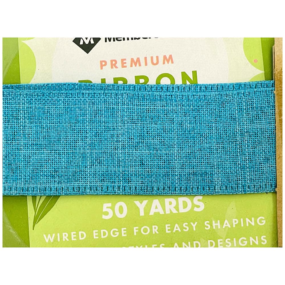 Premium Blue Wired Ribbon - 1.5 Inch Width, 50 Yards Bulk Roll for Gift Wrapping, Party Decorations, DIY Crafts, and Wedding Bouquets