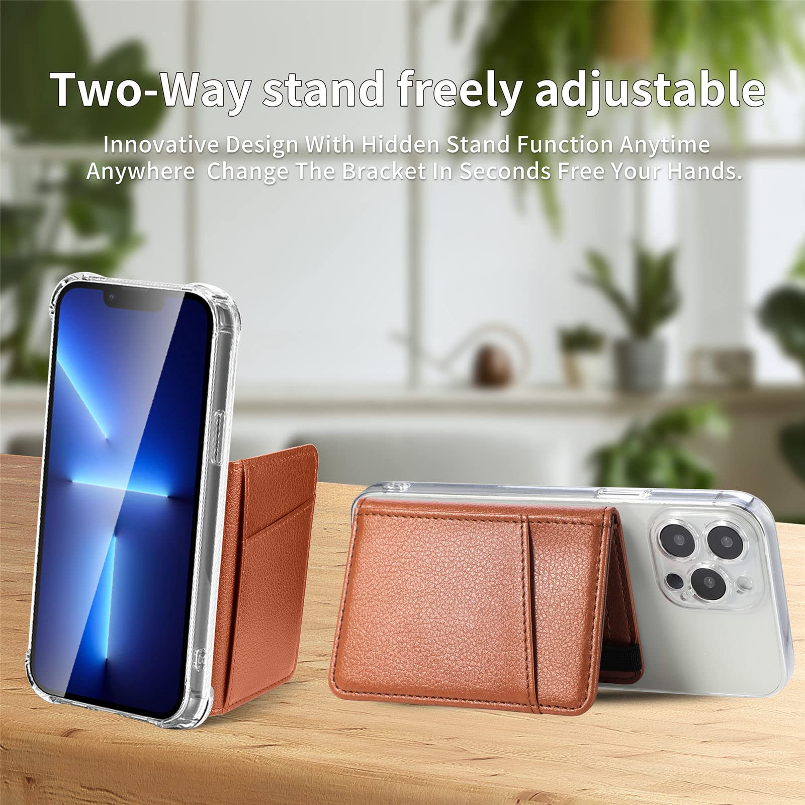 Stick-On Wallet Phone Case - Leather Credit Card Holder for iPhone, Samsung Galaxy & Most Smartphones | Slim Flip Wallet Sleeve Pouch (Brown) - Perfect for Hands-Free Payments & On-the-Go Convenience