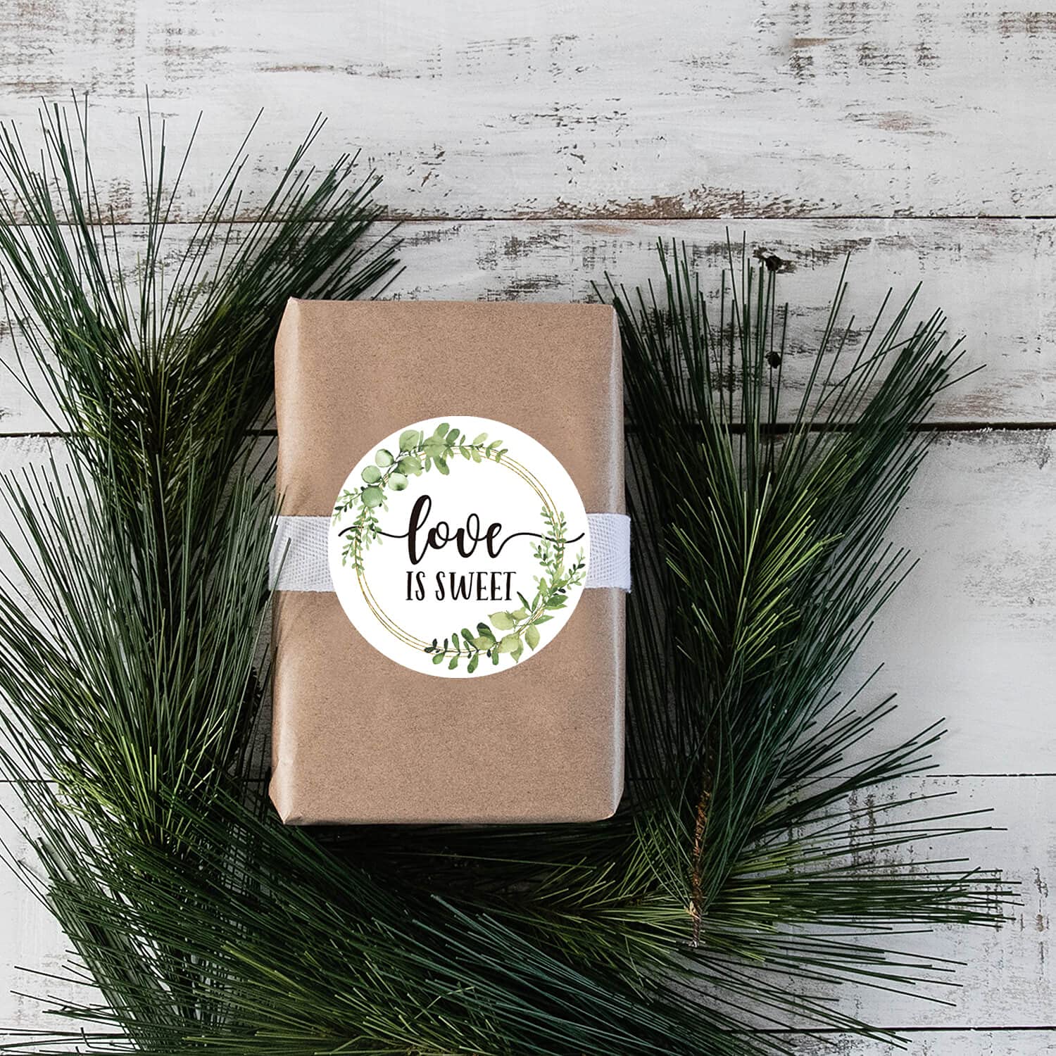 Love is Sweet Wedding Stickers - 50 Pack 2 Inch Circle Greenery Bridal Shower Favors & Gift Labels - Perfect for Wedding Invitations, Table Place Cards, and Party Decorations