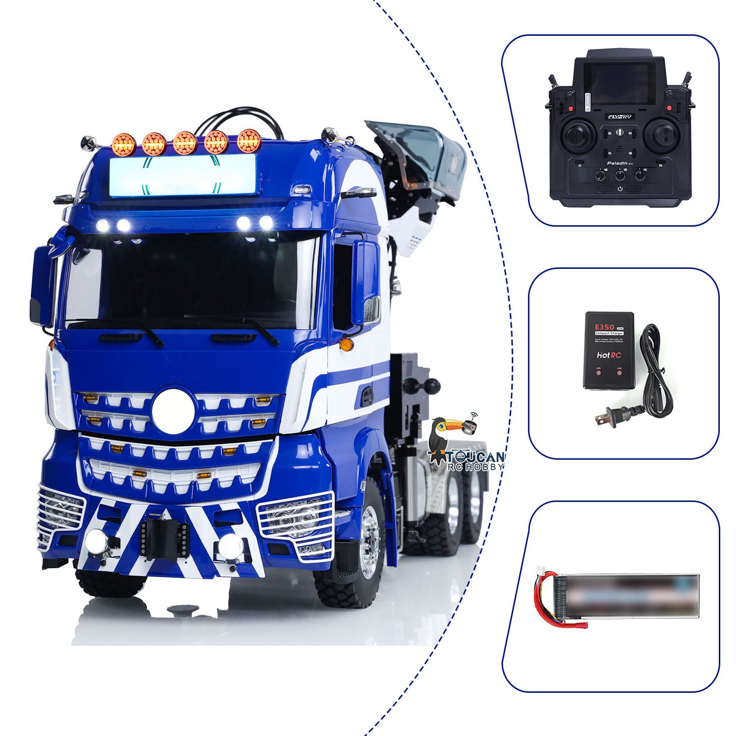 Unitru 1/14 Scale 6X6 RC Tractor Truck with Metal Chassis, Hydraulic Timber Crane & Smoke Effect - Remote Control Construction Vehicle for Adults & Kids - Perfect for Off-Road Play, Construction Site Simulation, and RC Hobby Enthusiasts