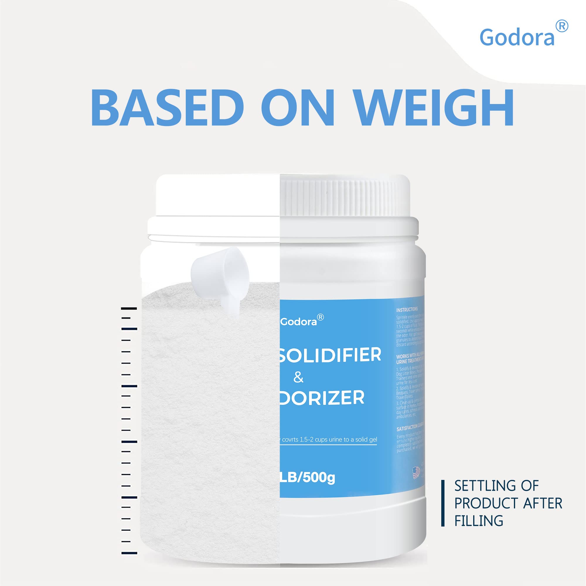**Godora ECO-Friendly Poo Gel Powder with Spoon – Fast-Absorbing, Biodegradable Camping Toilet Chemicals for Portable Toilets, Outdoor Bedpans & Emergency Use – Ideal for Camping, RV Trips & Outdoor Adventures**