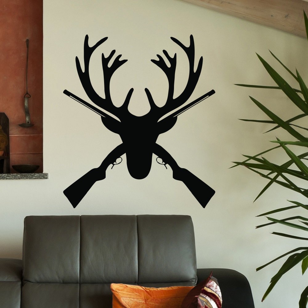Rustic Deer Antlers Wall Decor Sticker - Hunting Theme Vinyl Decal for Bedroom, Living Room, Dining Room & Nursery - Country Home Decor Q145 | Perfect for Cabin, Lodge & Farmhouse Interior Design