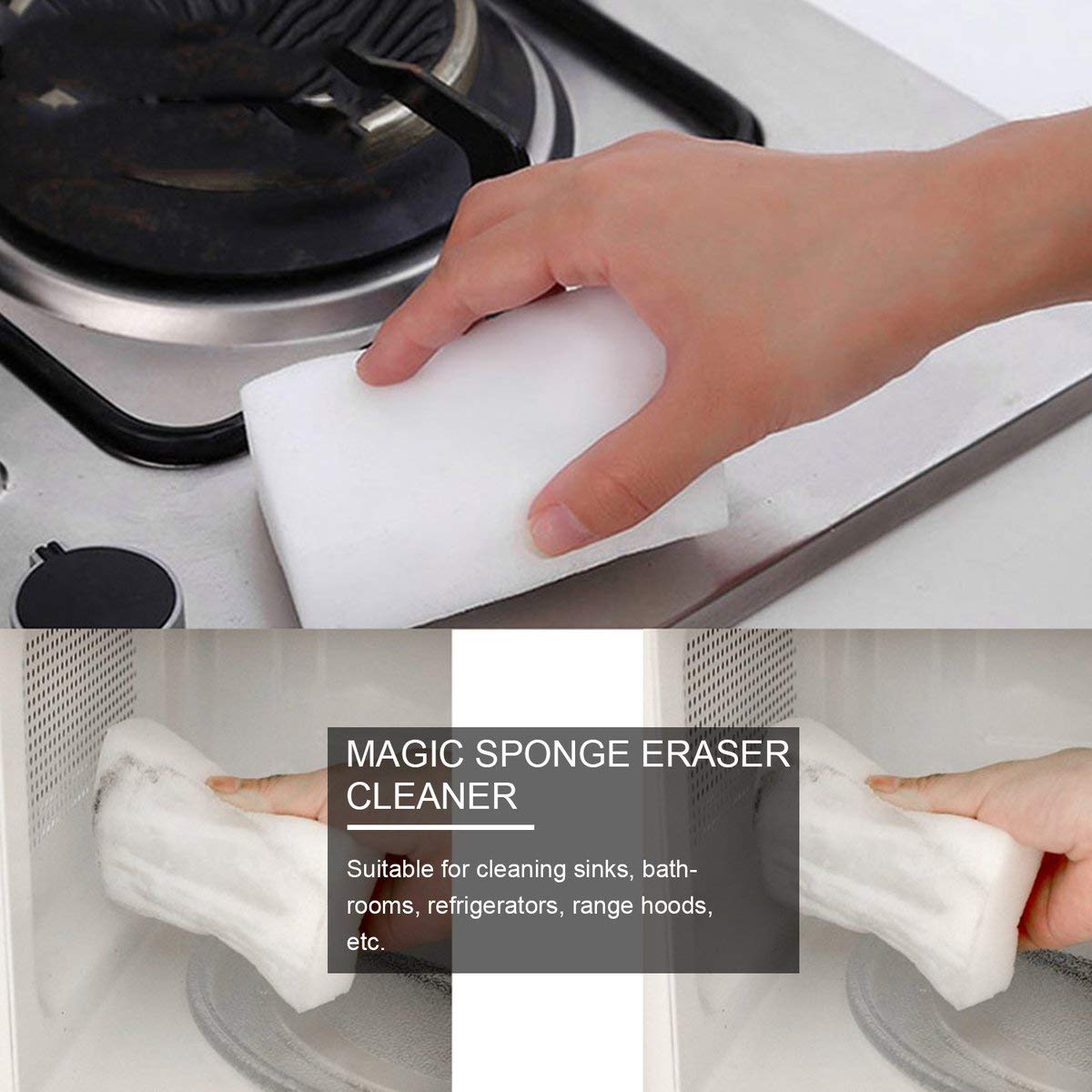 20-Pack Magic Sponge Erasers | Heavy Duty Multi-Purpose Cleaning Sponges for Kitchen, Dishes, Walls, Cars & Office | Non-Scratch Melamine Foam Cleaner (White) - Perfect for Tough Stains, Grease & Grime Removal