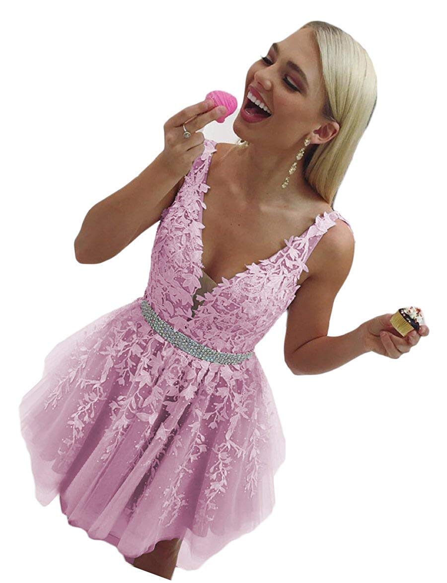 Martha Lia A-Line V-Neck Short Homecoming Dress with Beading Applique - Elegant Prom Party Gown for Women | Perfect for Homecoming, Prom, Cocktail Parties & Special Occasions