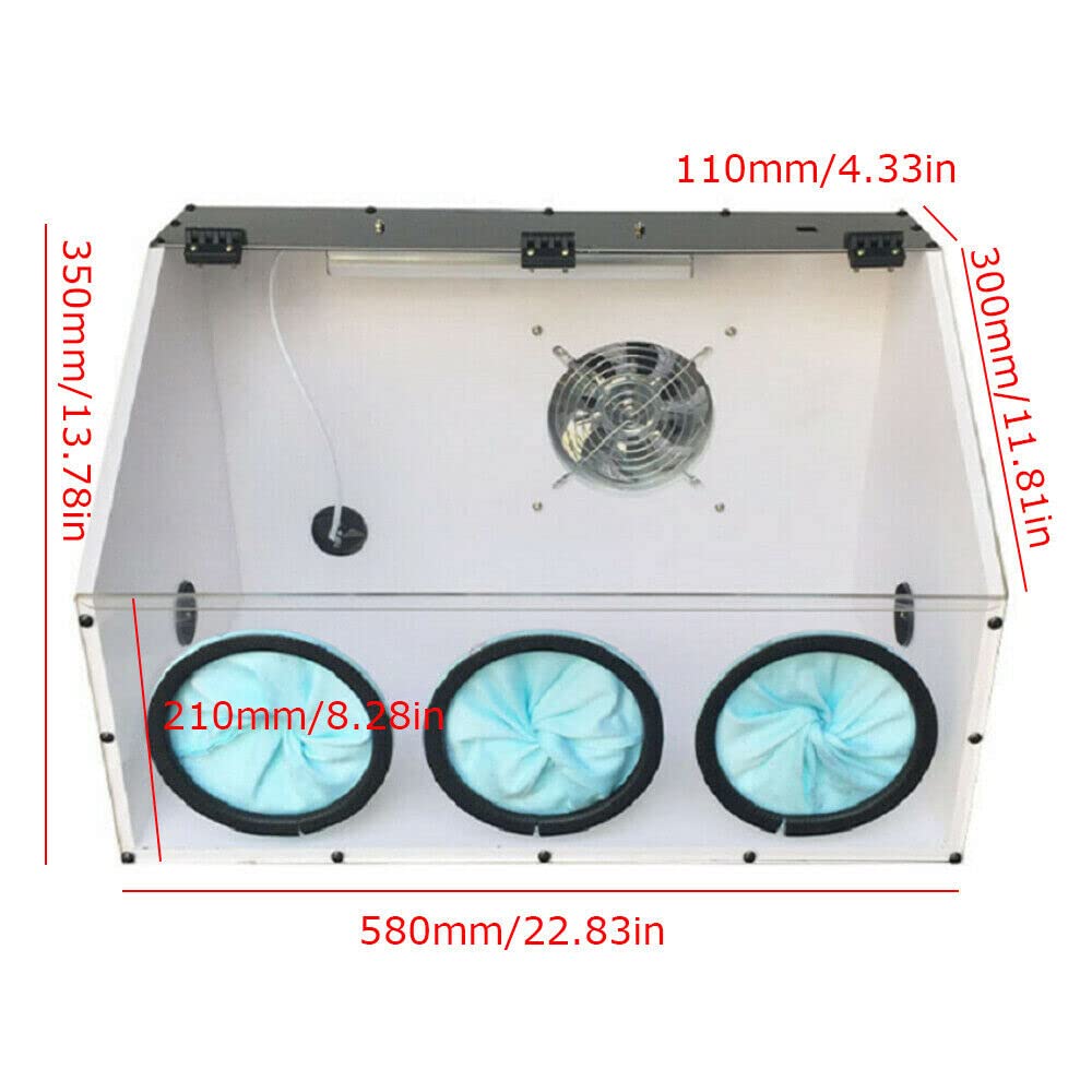 TFCFL Fully Enclosed Electric Grinding Table Polisher with Transparent Acrylic Dust Box, LED Light & Blower - 3 Hole Design for Jewelry, Metal, Wood Polishing | Workshop & DIY Craft Use