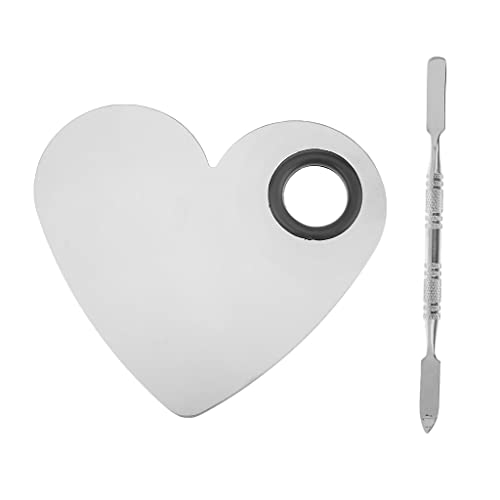 Heart-Shaped Makeup Palette Spatula - Stainless Steel Cosmetic Blending Tool for Foundation & Eyeshadow | Perfect for Professional Makeup Artists & DIY Beauty Enthusiasts | Ideal for Mixing Custom Shades & Creating Flawless Blends