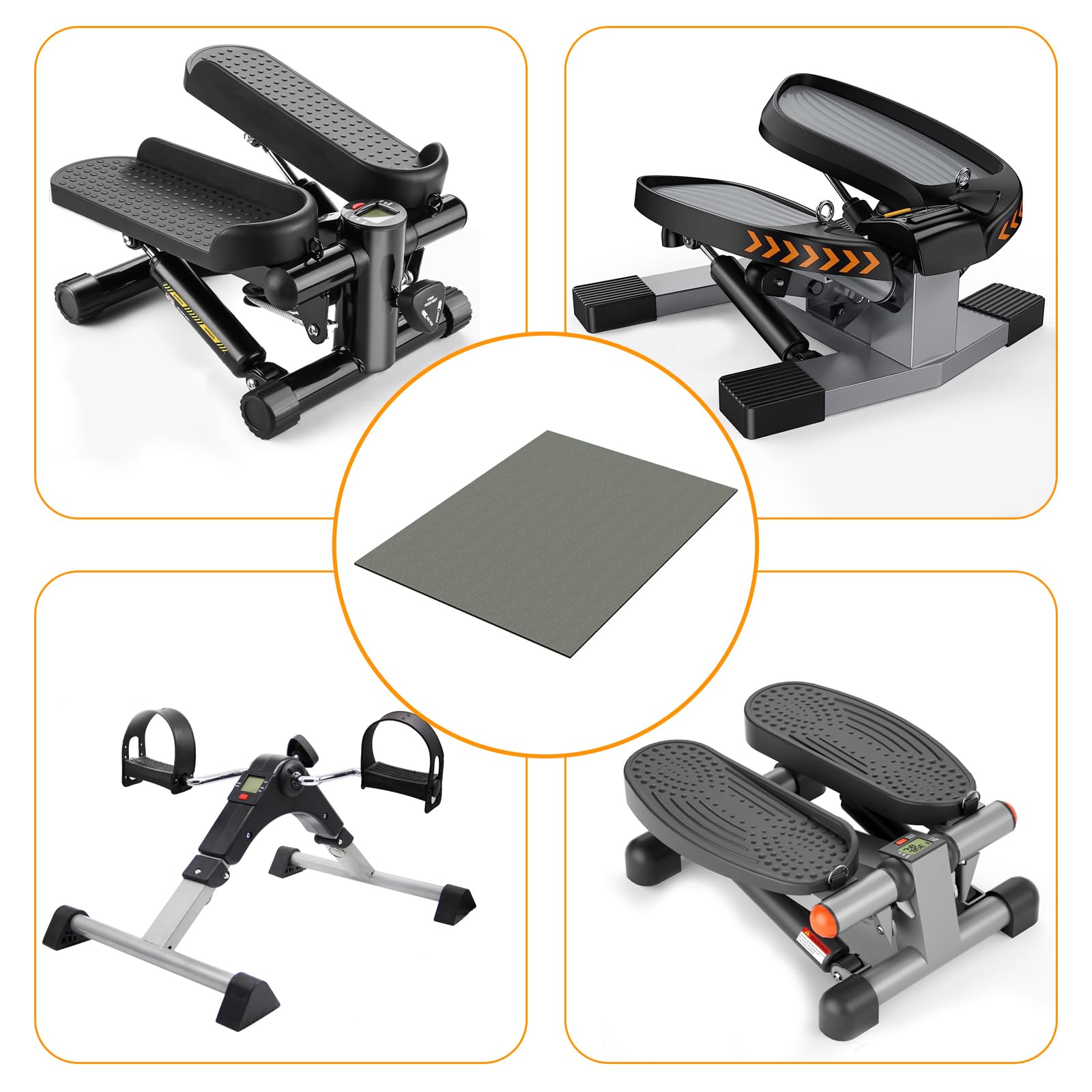 Non-Slip Elliptical Machine Mat - Dark Grey Exercise Mat for Under Desk Elliptical, Stair Stepper & Leg Exerciser | Perfect for Home Gym, Office Workouts & Senior Fitness