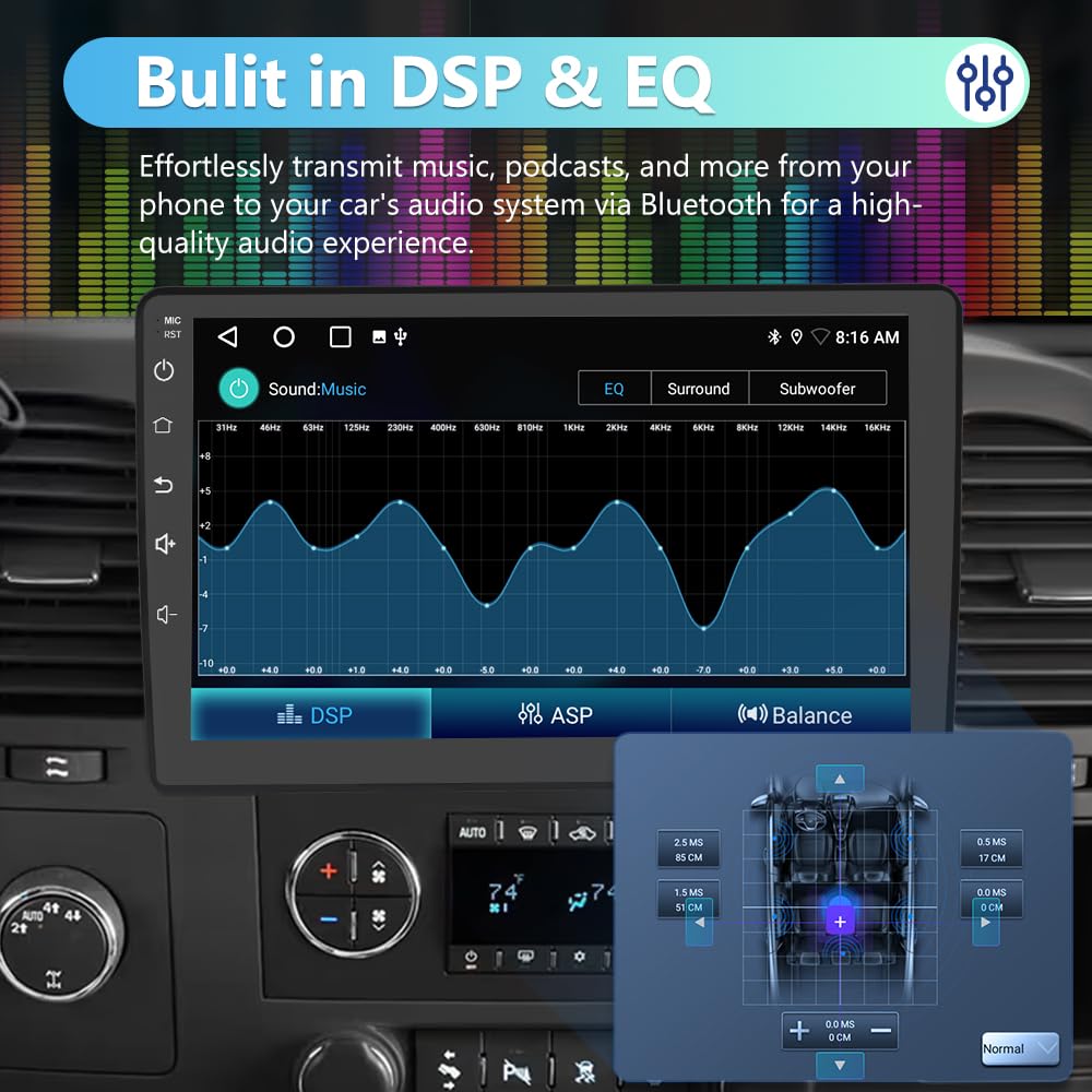 EagleNav Android 13 Car Stereo [2GB RAM 32GB ROM] - 10 Inch Touch Screen GPS WiFi Bluetooth for GMC Sierra Yukon Chevrolet Buick Silverado - Wireless Apple CarPlay Android Auto SWC - Perfect for Road Trips & Daily Commutes