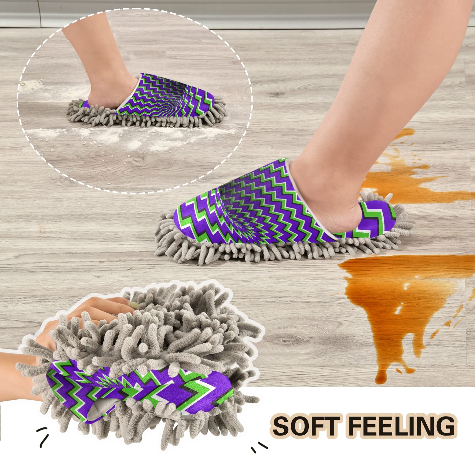 Poeticcity Unisex Mop Slippers - Soft House Cleaning Shoes for Dusting & Spa Use - Comfortable Indoor Cleaning Slippers for Men & Women (Size M-L) - Perfect for Home Cleaning, Yoga, and Relaxation