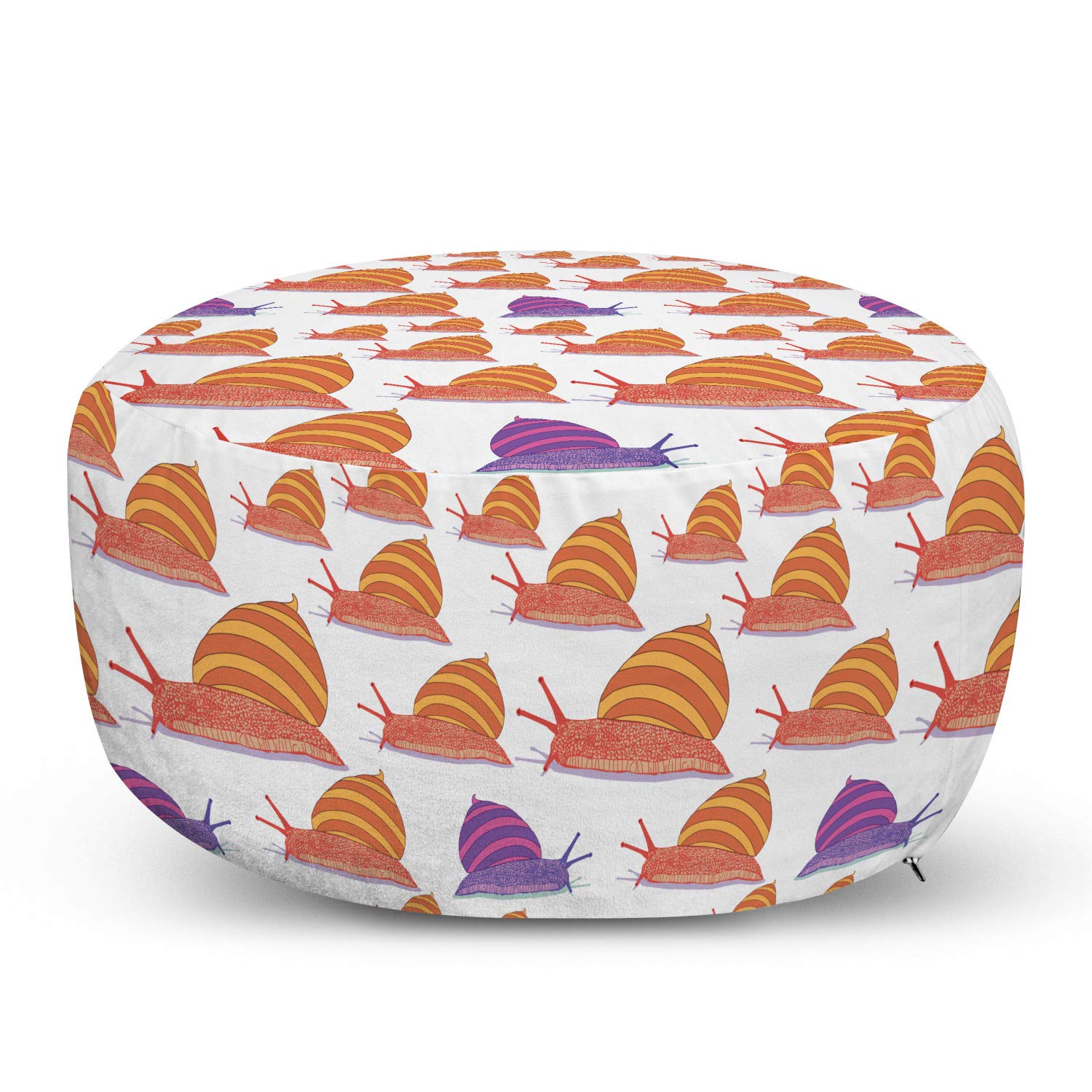 Ambesonne Snail Pouf Cover with Zipper - Colorful Abstract Gastropod Cartoon Print Decorative Pillow Case 30x17.3 Inches - Soft Fabric Unstuffed Ottoman Slipcover in Pale Orange Burnt Sienna | Perfect for Living Room, Bedroom, Nursery & Boho Home Decor