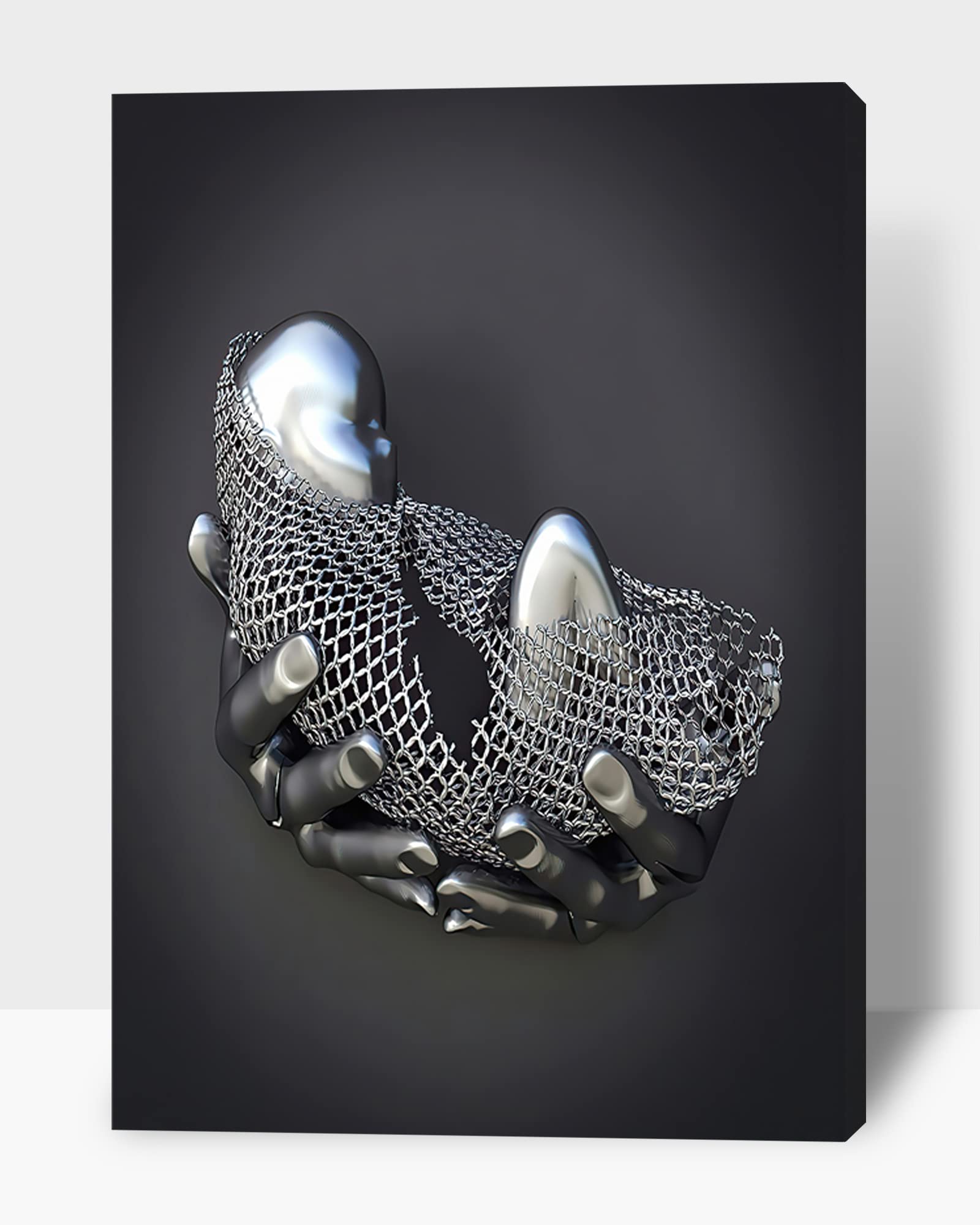 3D Metal Effect Framed Canvas Wall Art - Modern Silver Baby Theme 12x18 Inches, Perfect for Mother's Day Gift, Nursery, Living Room & Bedroom Decor