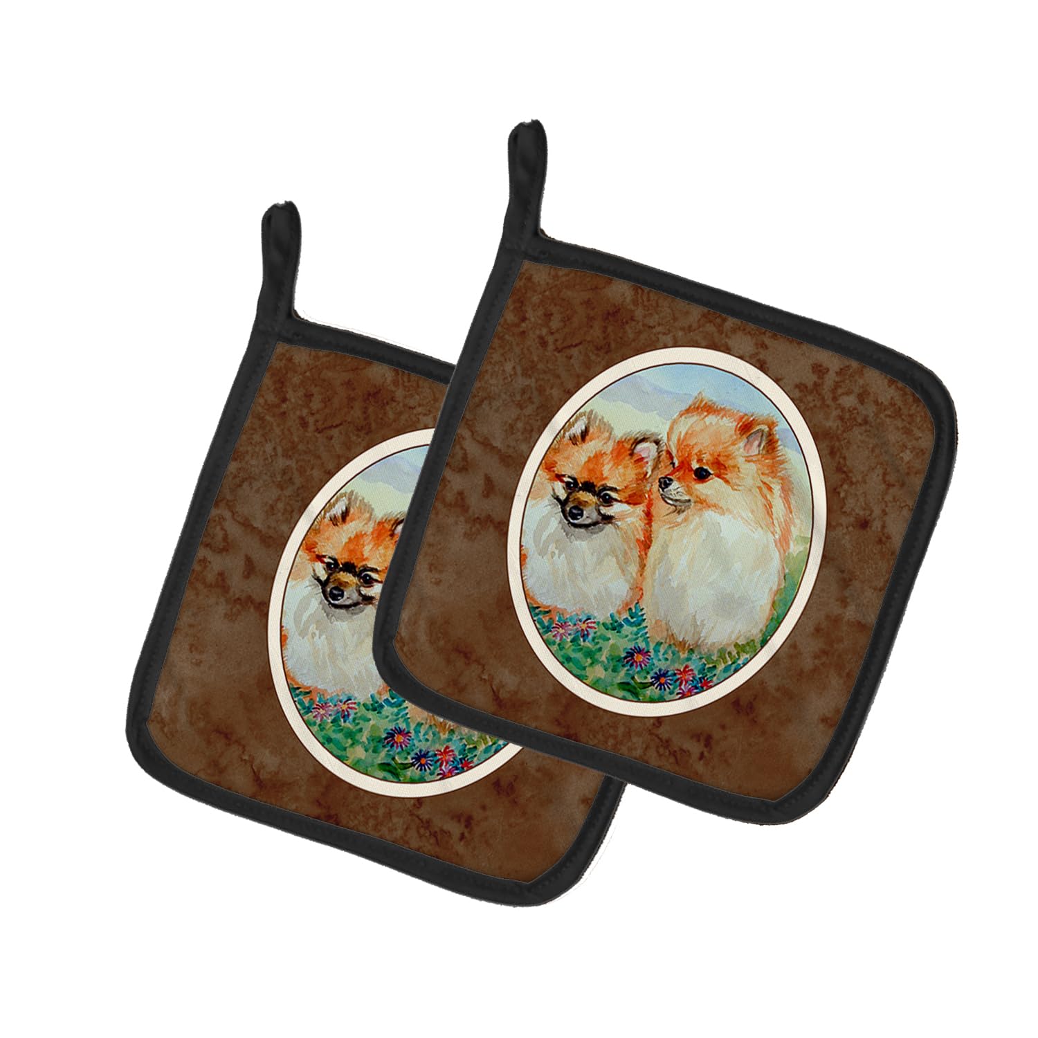Pomeranian Themed Heat Resistant Pot Holders Set - 7.5